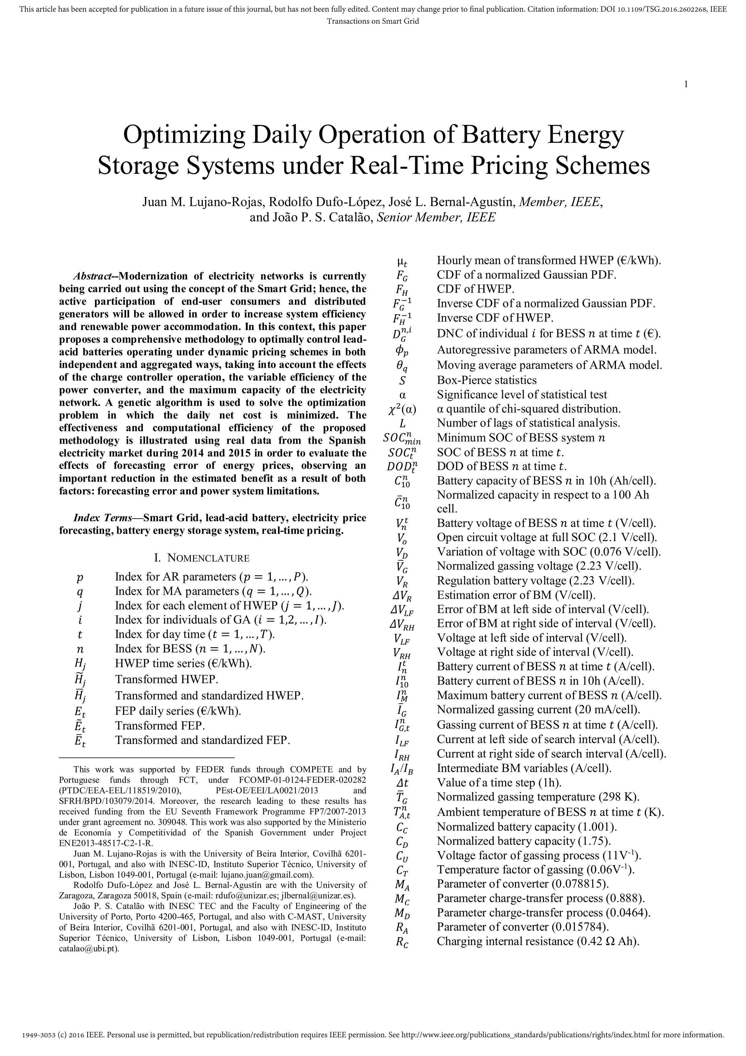 Optimizing daily operation of battery energy storage systems under real-time pricing schemes