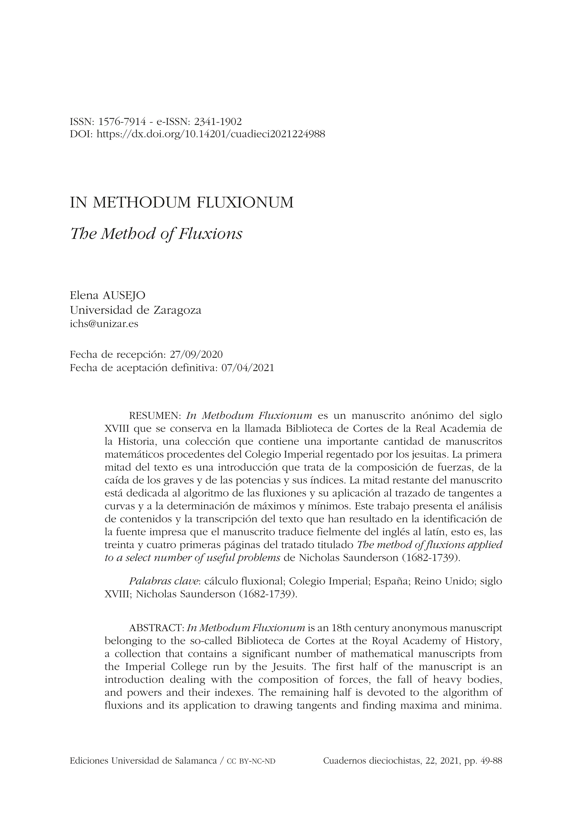 In methodum fluxionum