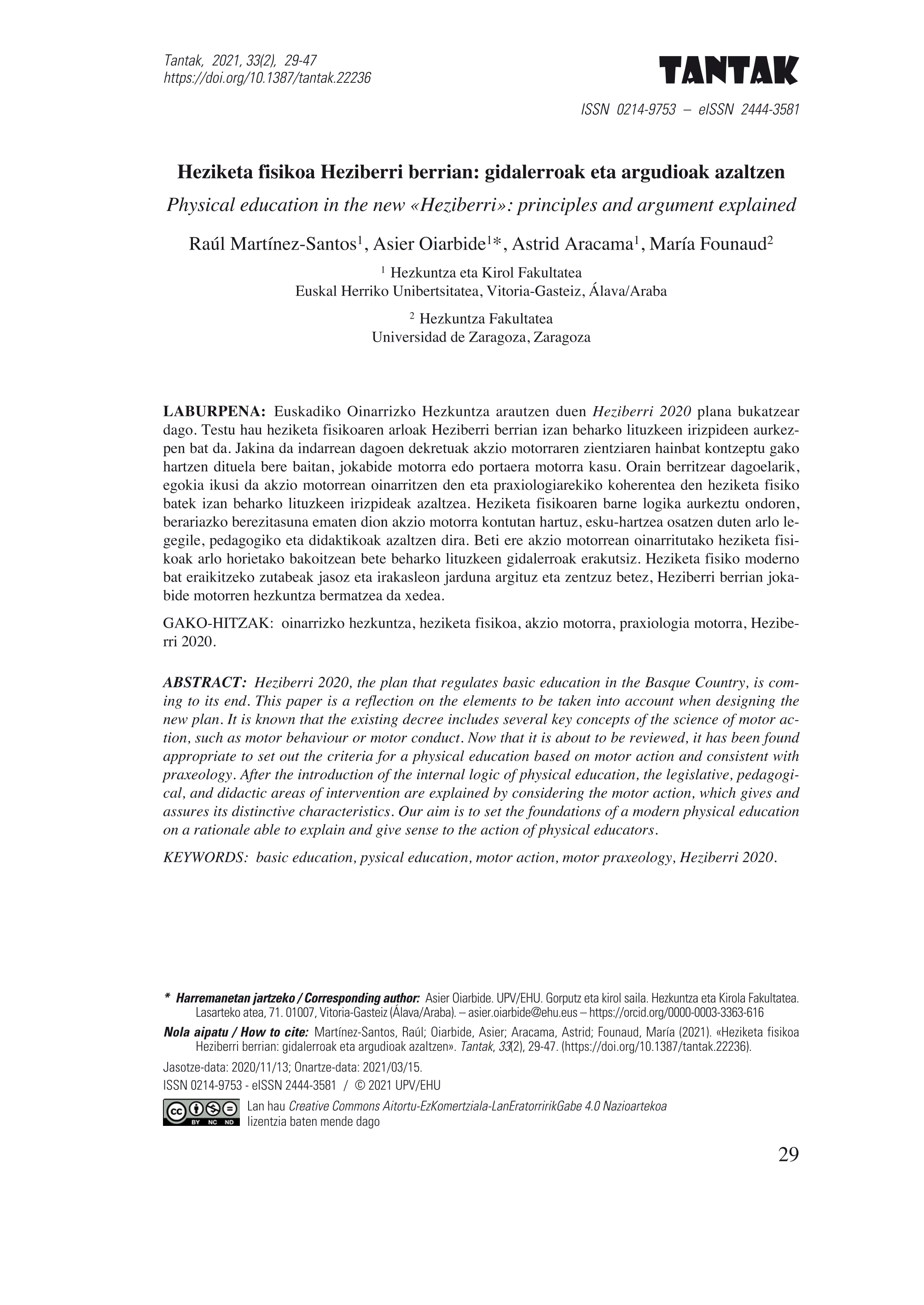Heziketa fisikoa Heziberri berrian: gidalerroak eta argudioak azaltzen