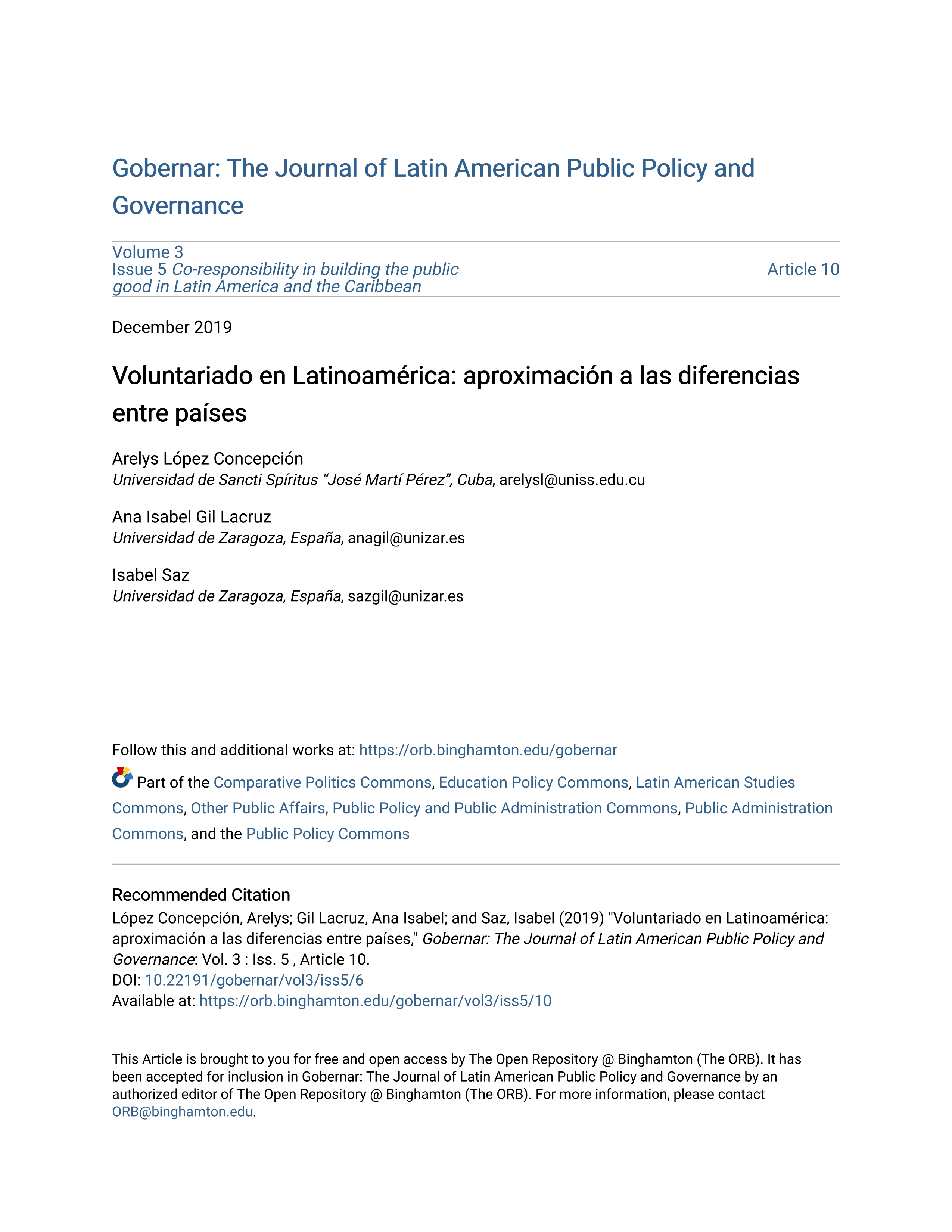 Voluntariado en Latinoamérica: aproximación a las diferencias entre países