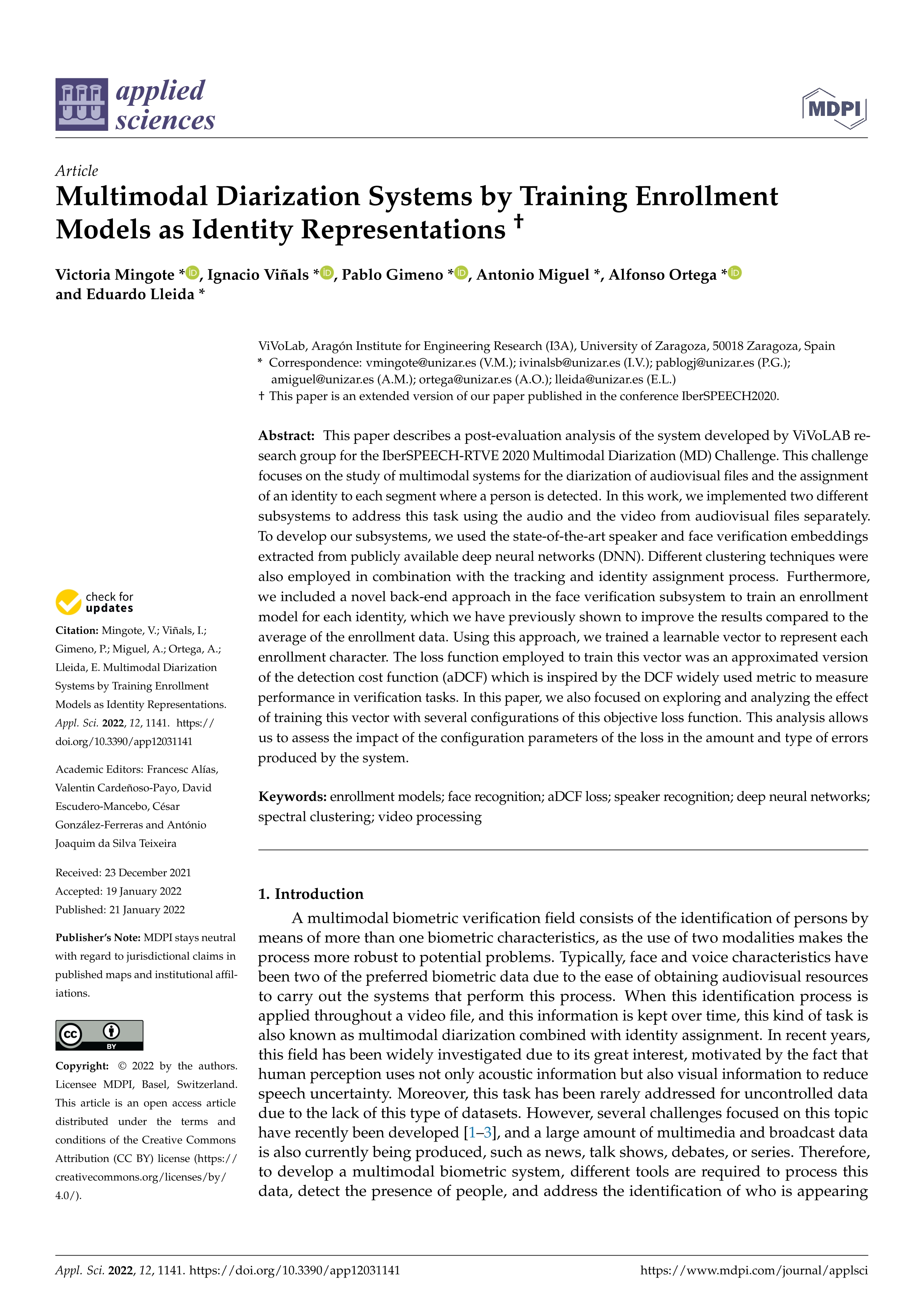 Multimodal Diarization Systems by Training Enrollment Models as Identity Representations