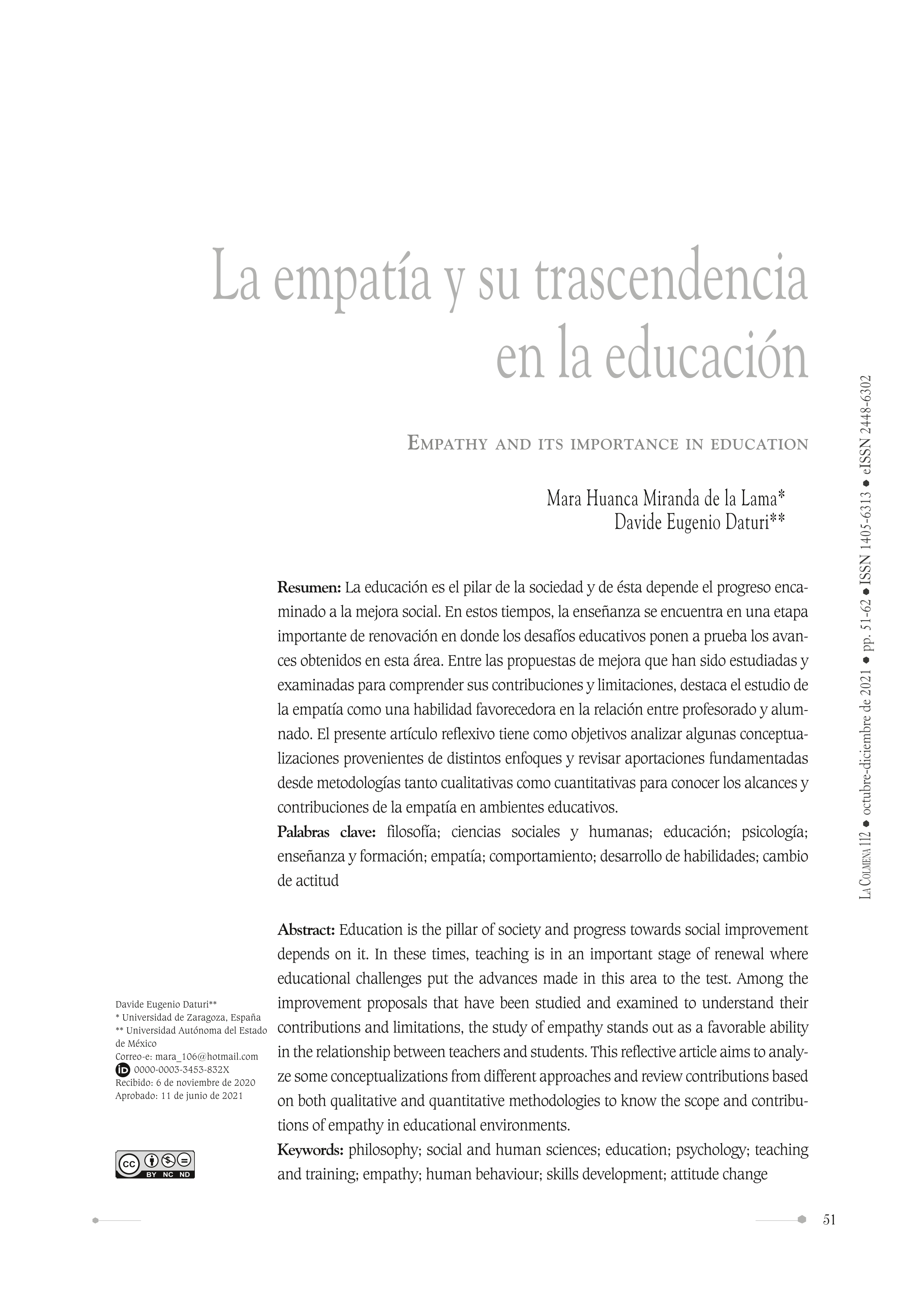 La empatía y su trascendencia en la educación