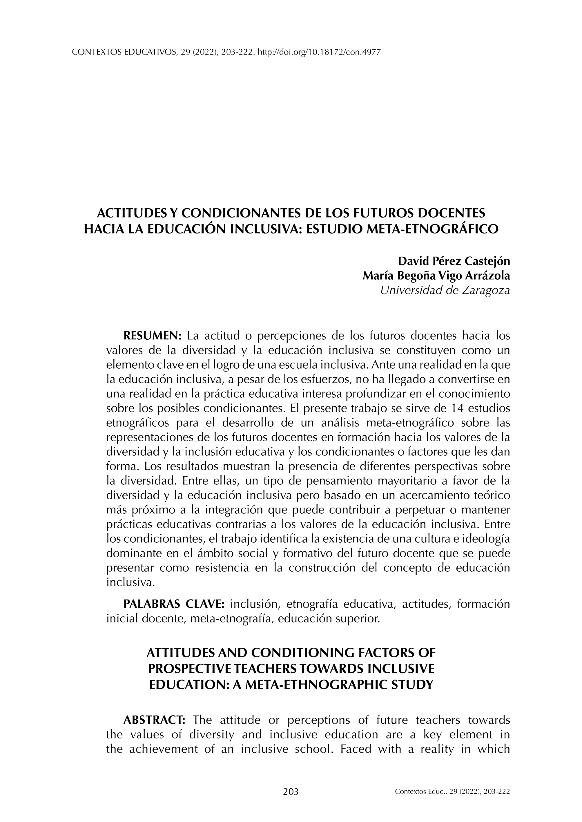 Actitudes y condicionantes de los futuros docentes hacia la educación inclusiva: estudio meta-etnográfico