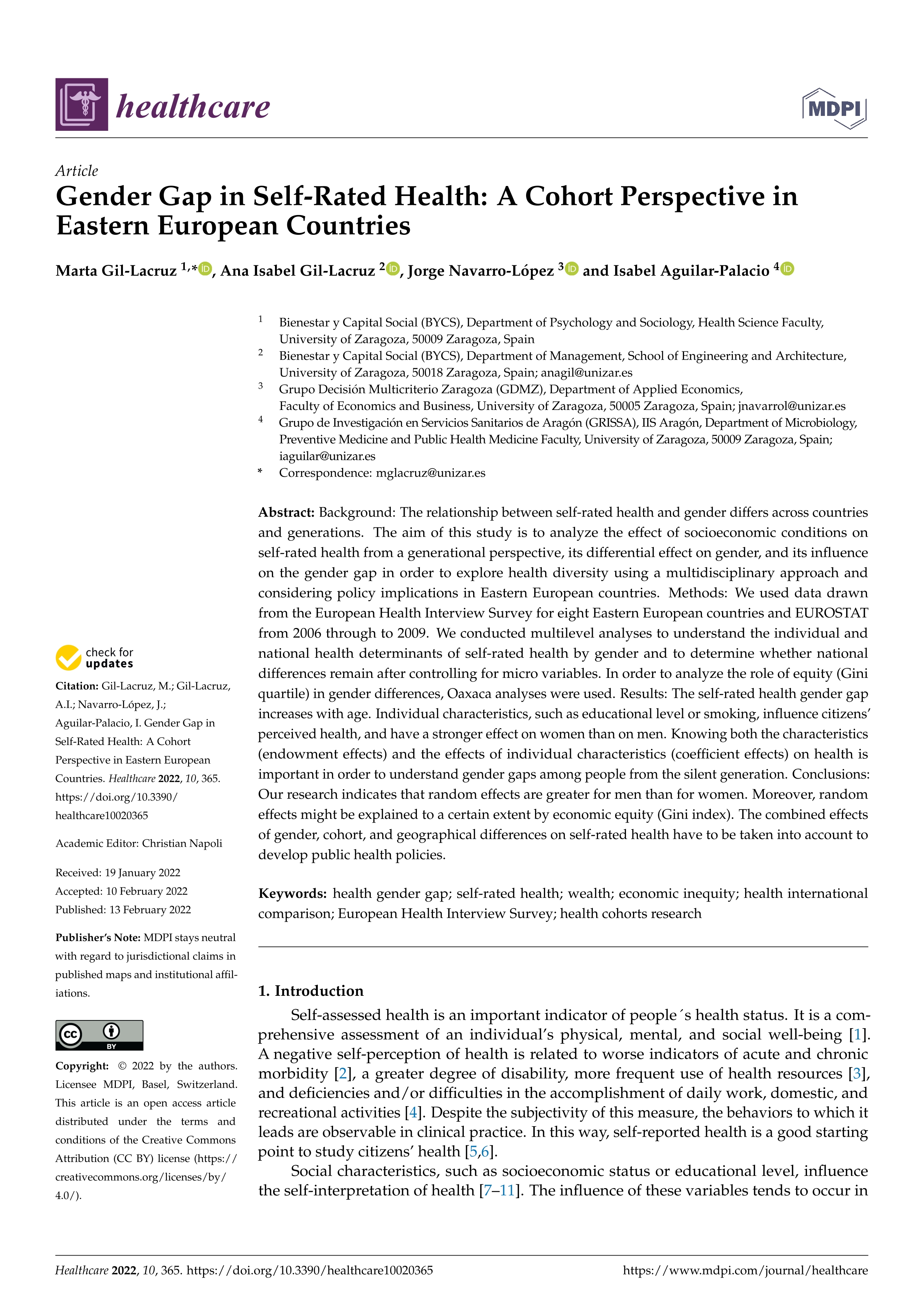 Gender gap in self-rated health: a cohort perspective in eastern European countries