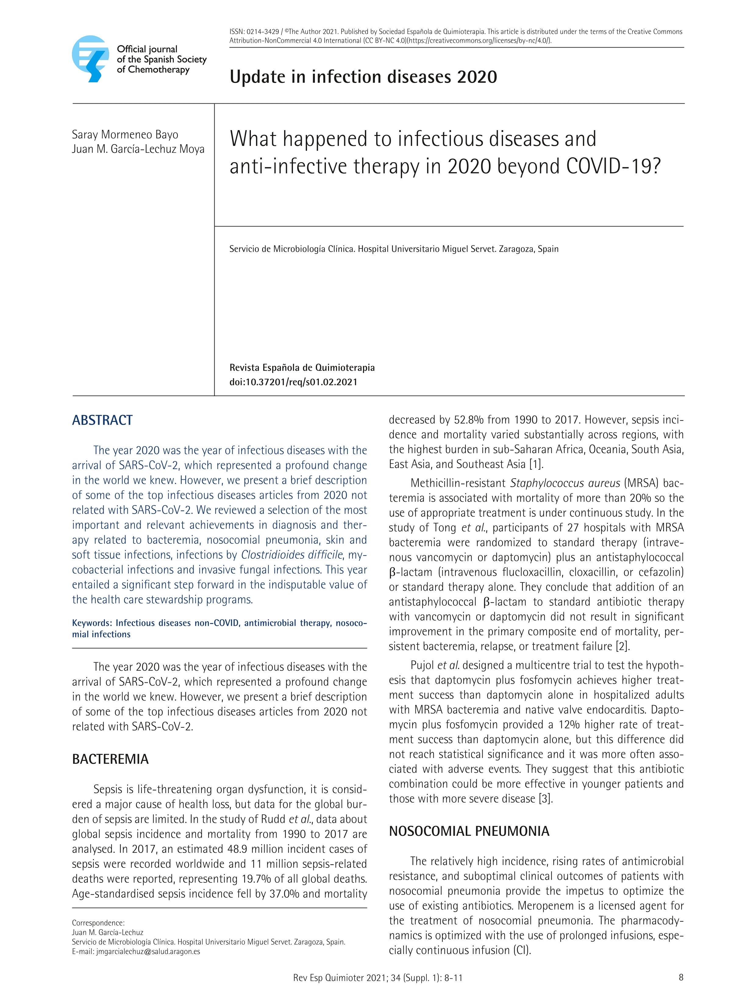 What happened to infectious diseases and anti-infective therapy in 2020 beyond COVID-19?