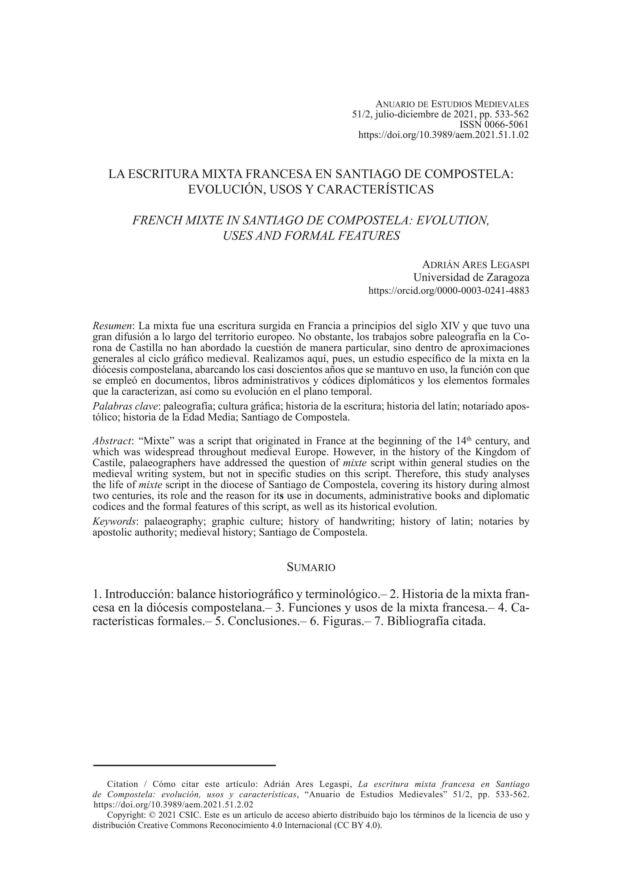 La escritura mixta francesa en Santiago de Compostela: evolución, usos y características