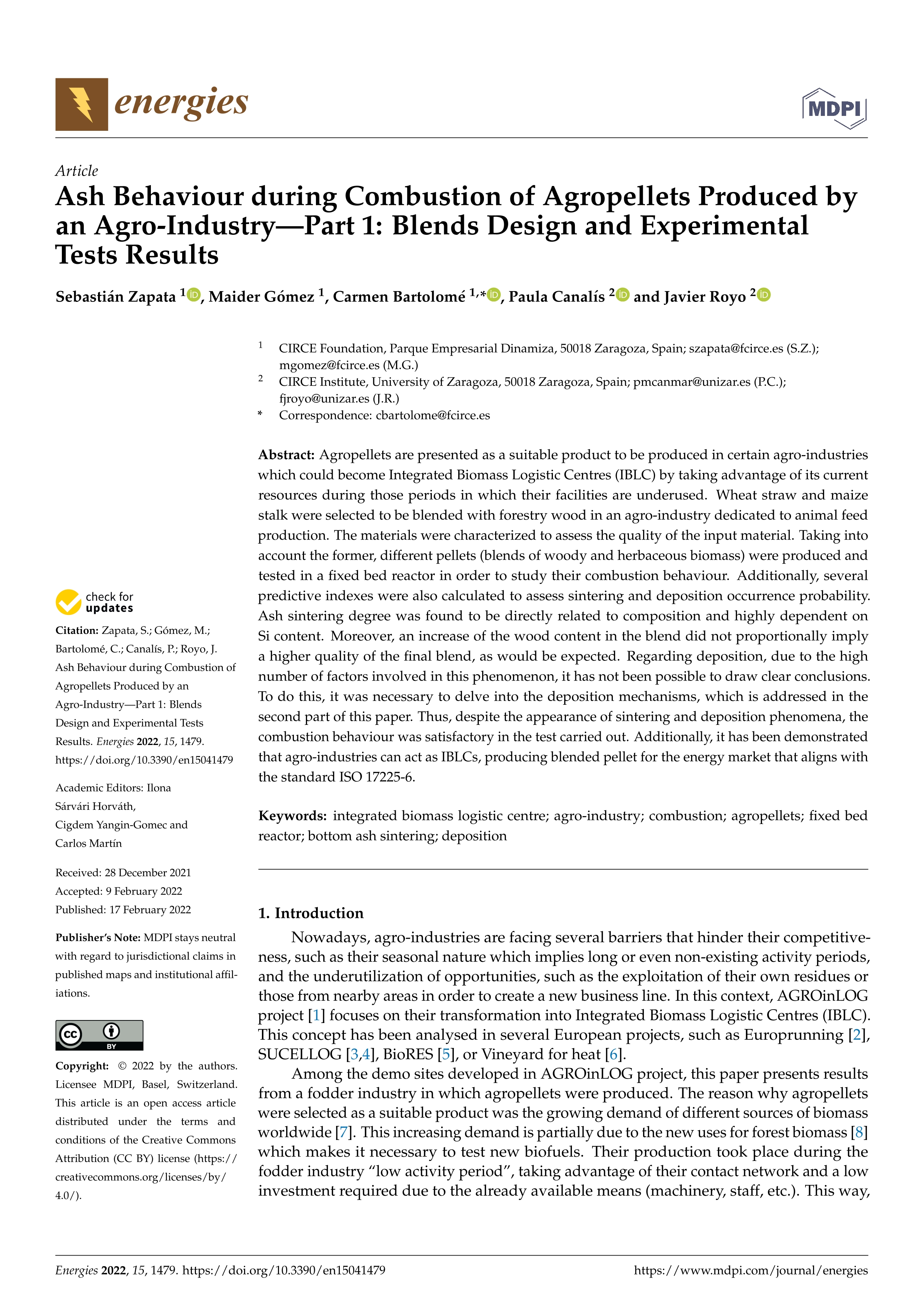 Ash Behaviour during Combustion of Agropellets Produced by an Agro-Industry—Part 1: Blends Design and Experimental Tests Results