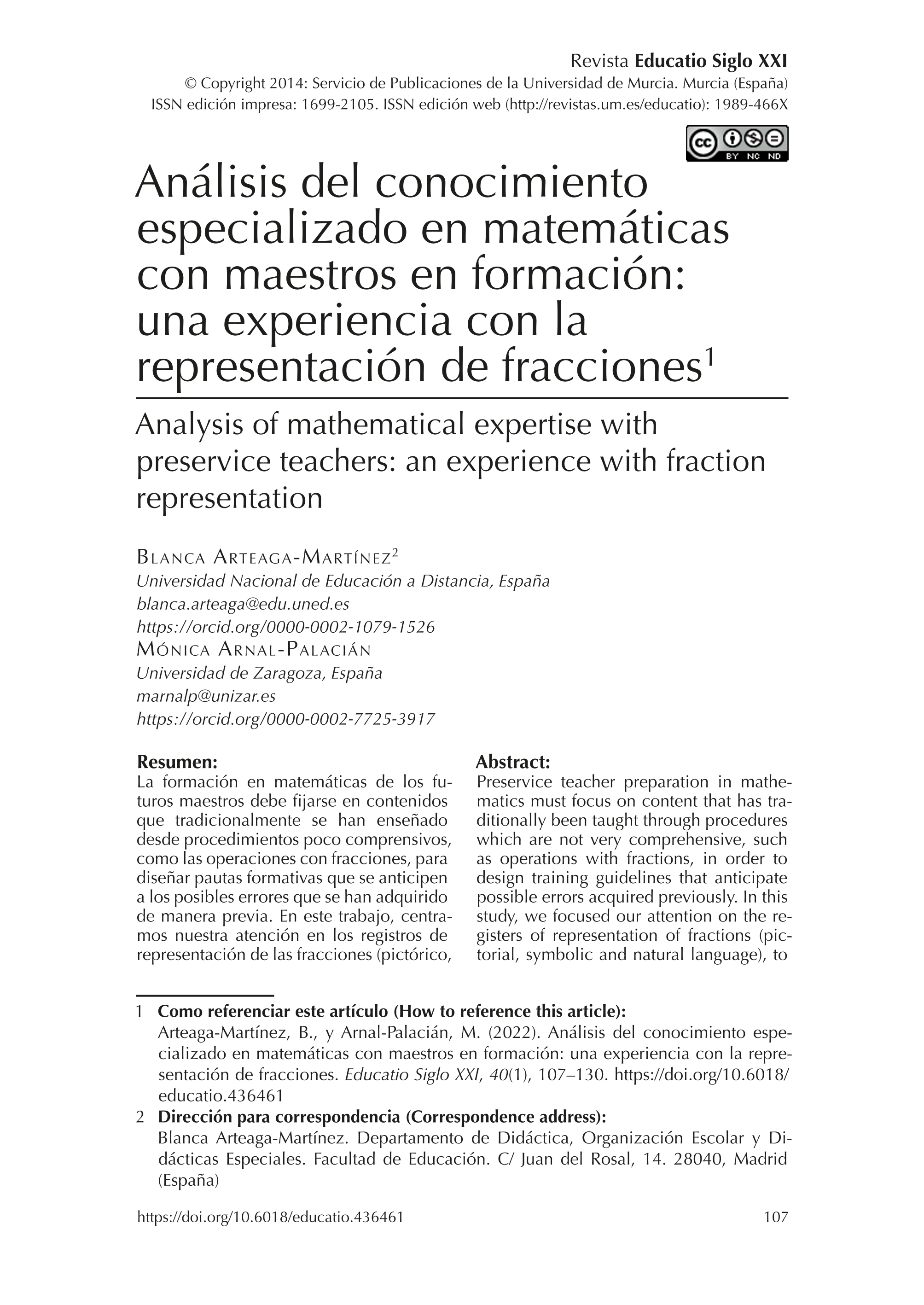 Análisis del conocimiento especializado en matemáticas con maestros en formación: una experiencia con la representación de fracciones