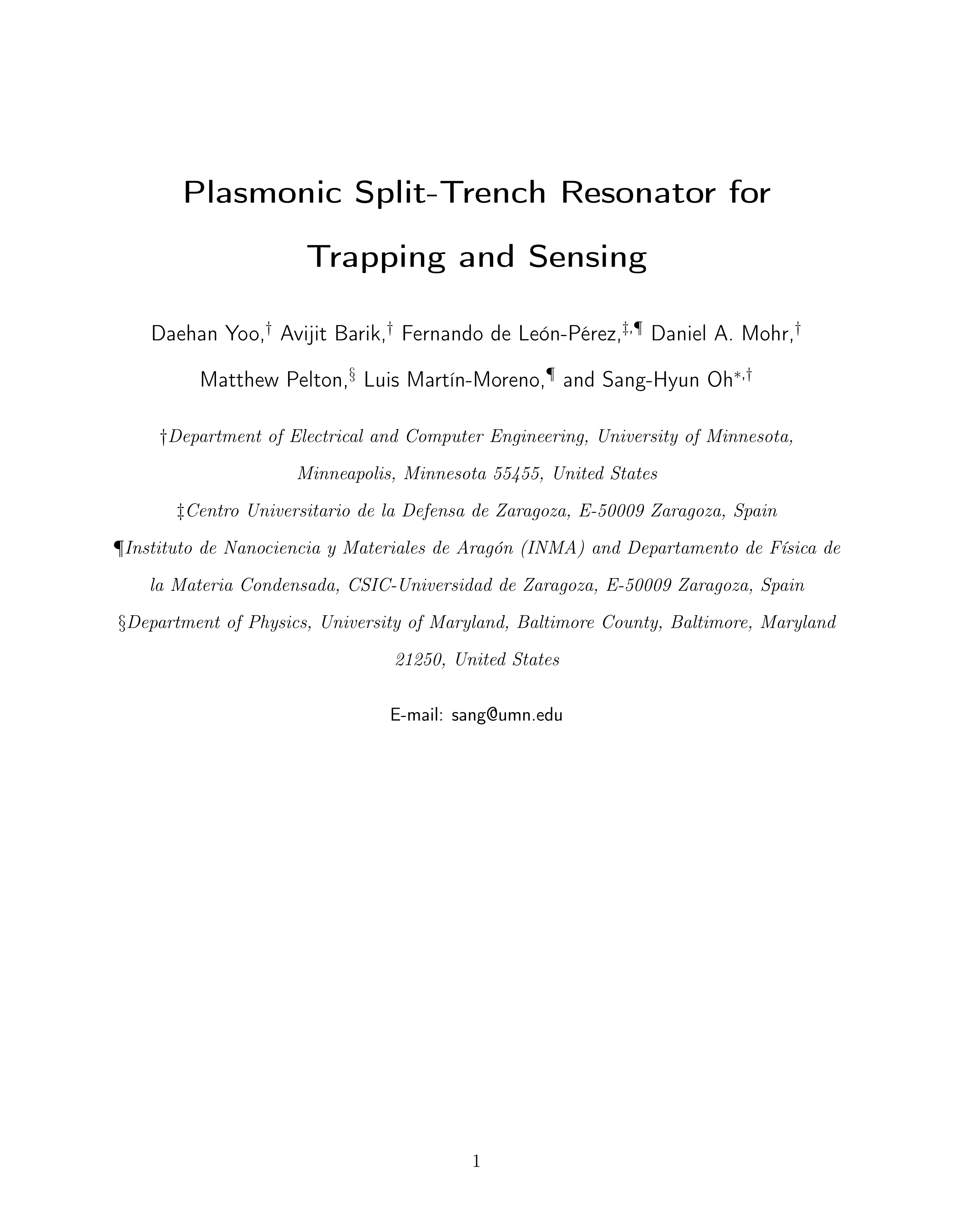 Plasmonic Split-Trench Resonator for Trapping and Sensing
