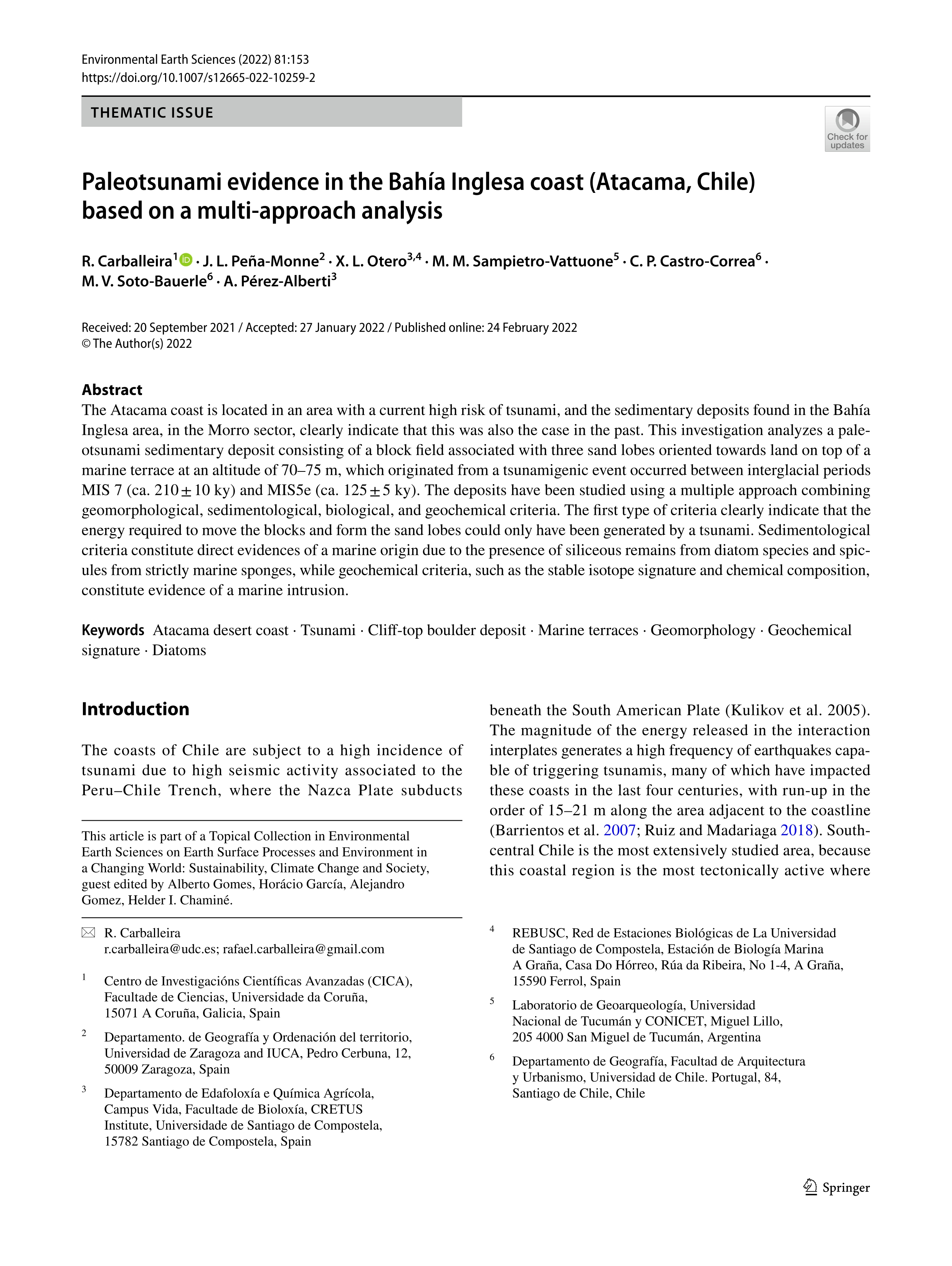 Paleotsunami evidence in the Bahía Inglesa coast (Atacama, Chile) based on a multi-approach analysis