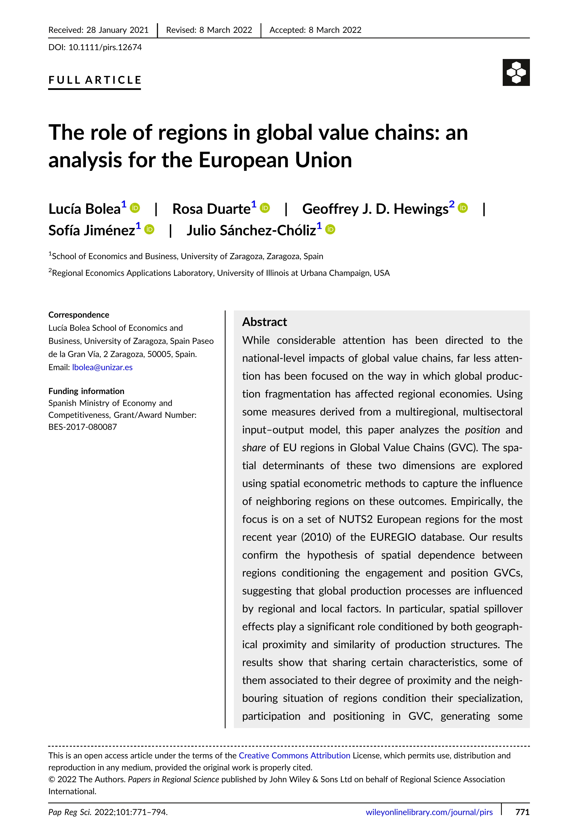 The role of regions in global value chains: an analysis for the European Union