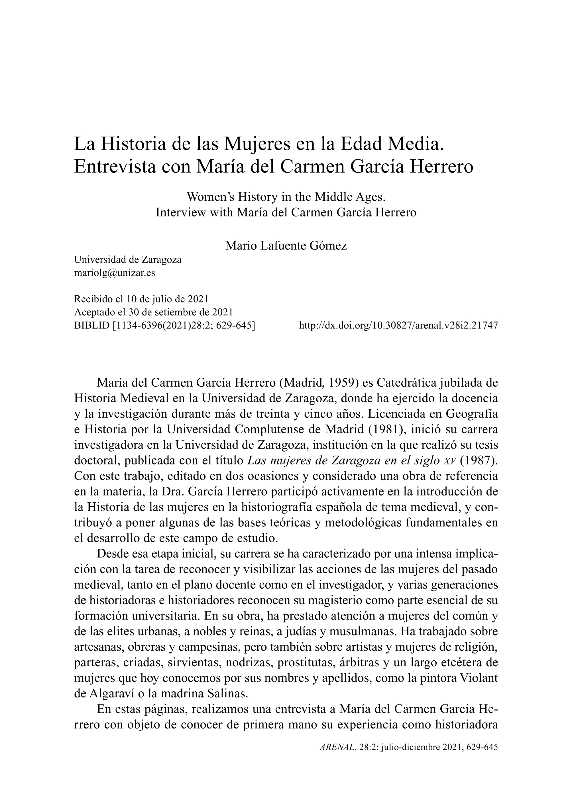 La Historia de las mujeres en la Edad Media. Entrevista con María del Carmen García Herrero