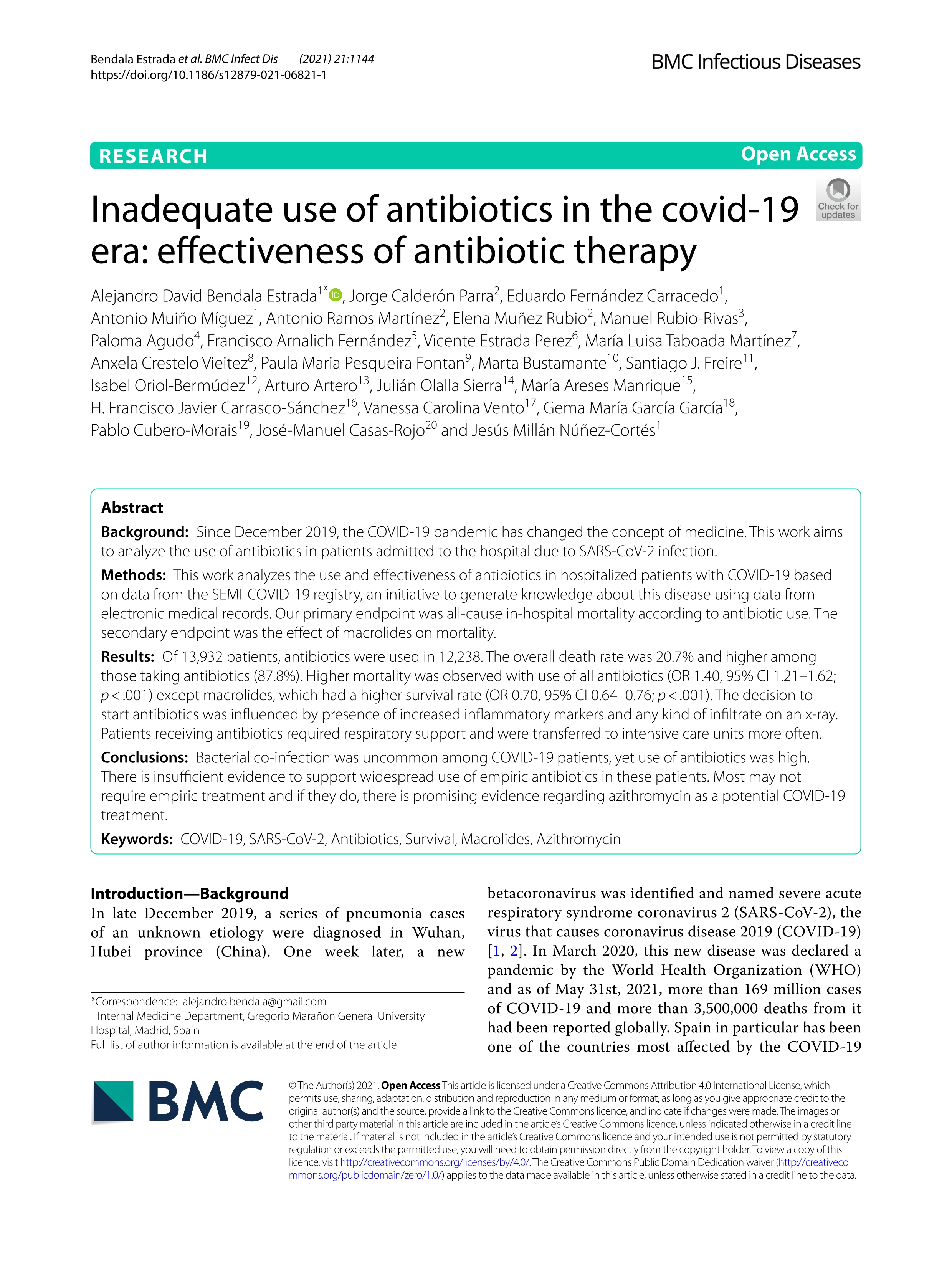 Inadequate use of antibiotics in the covid-19 era: effectiveness of antibiotic therapy