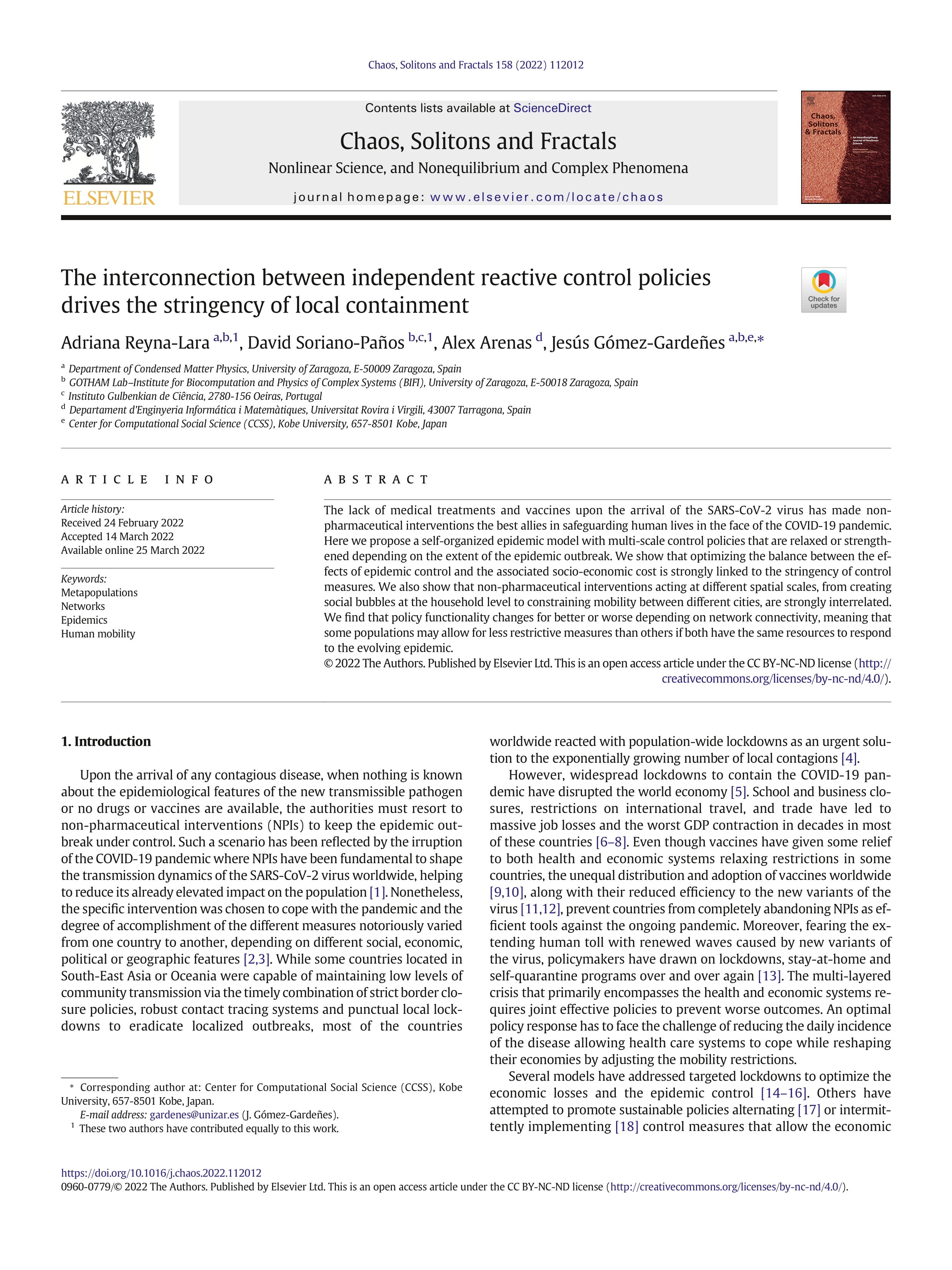 The interconnection between independent reactive control policies drives the stringency of local containment