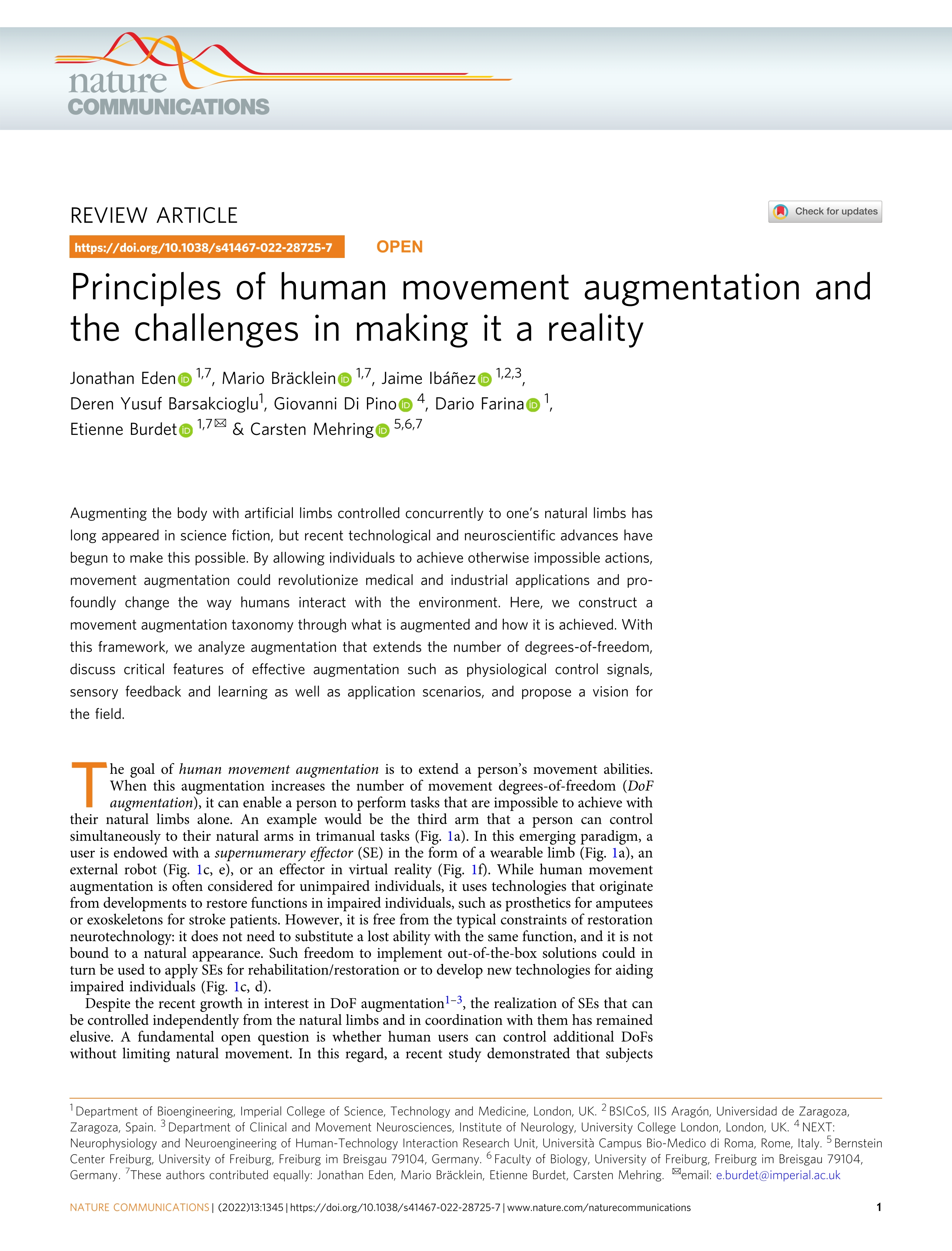 Principles of human movement augmentation and the challenges in making it a reality; 35292665