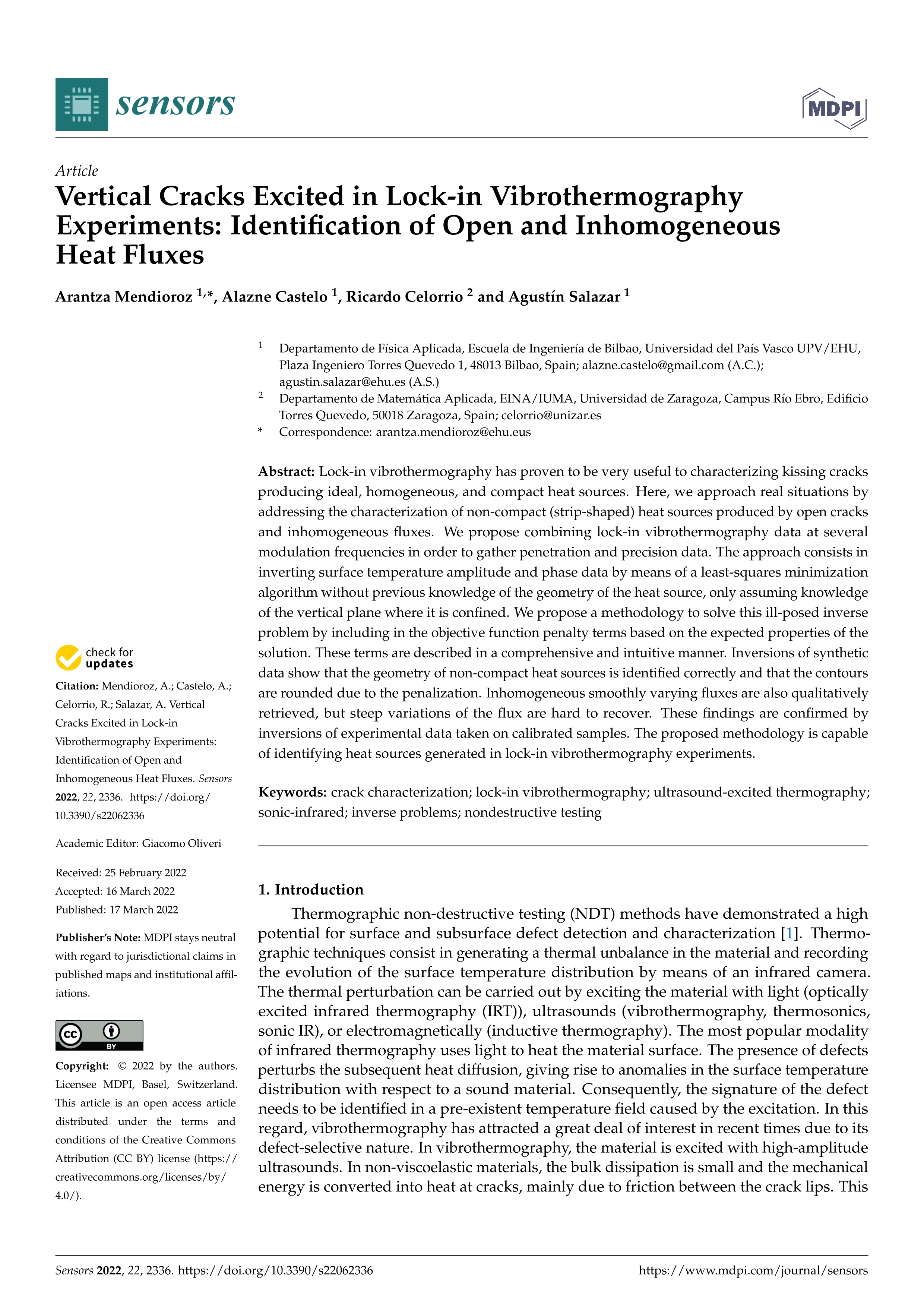 Vertical Cracks Excited in Lock-in Vibrothermography Experiments: Identification of Open and Inhomogeneous Heat Fluxes