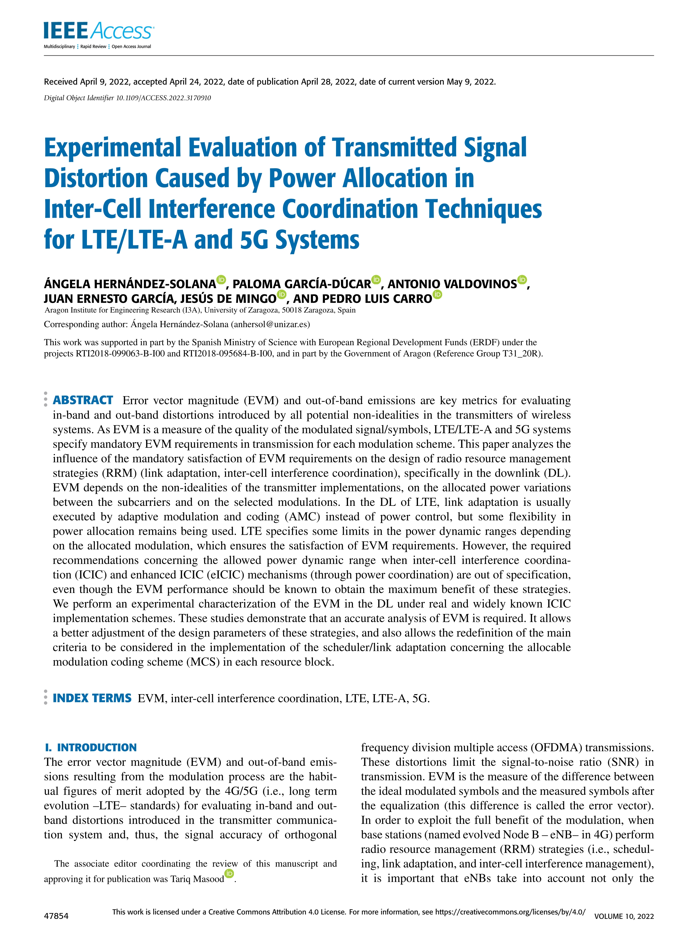 Experimental Evaluation of Transmitted Signal Distortion Caused by Power Allocation in Inter-Cell Interference Coordination Techniques for LTE/LTE-A and 5G Systems