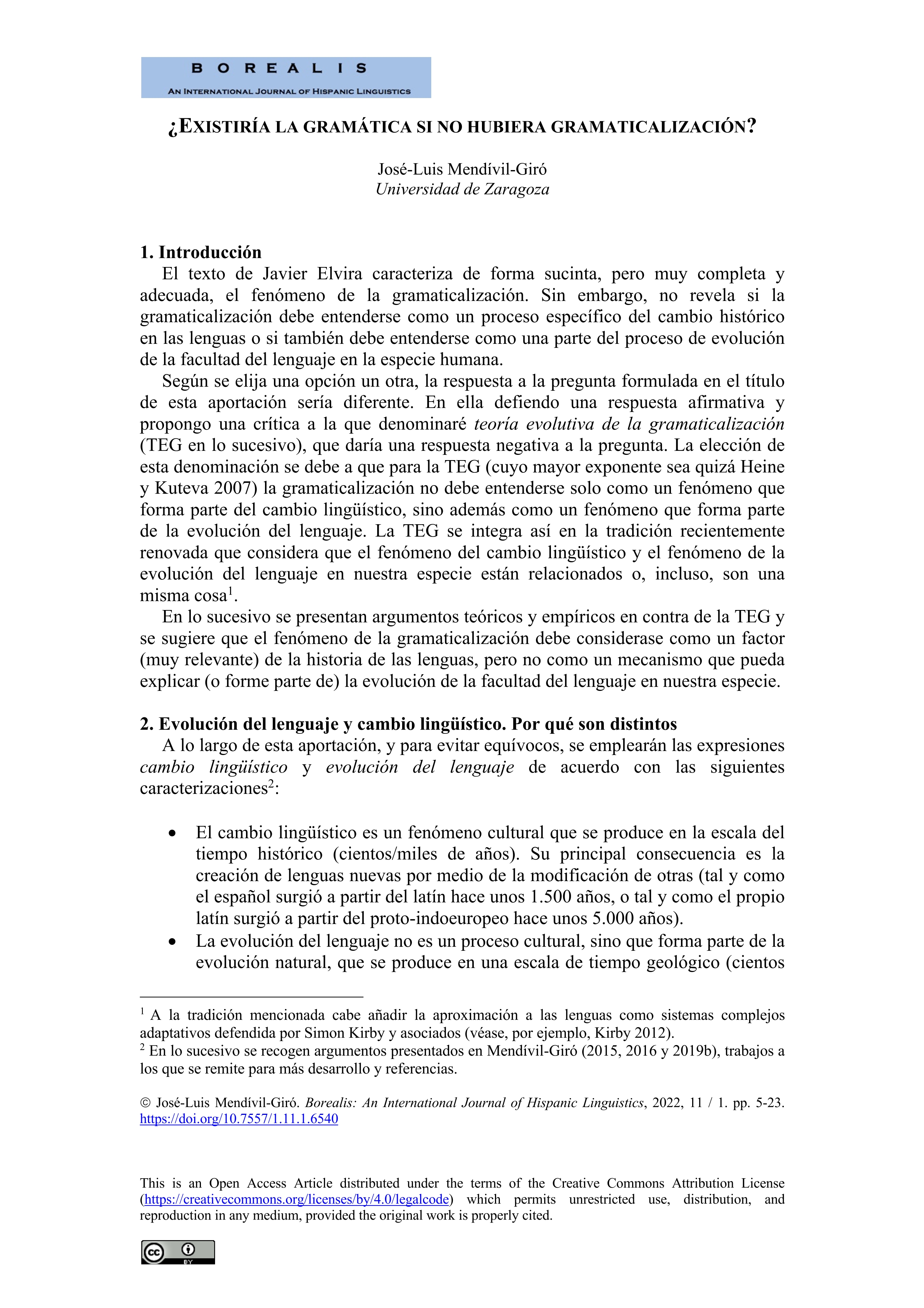 ¿Existiría la gramática si no hubiera gramaticalización?