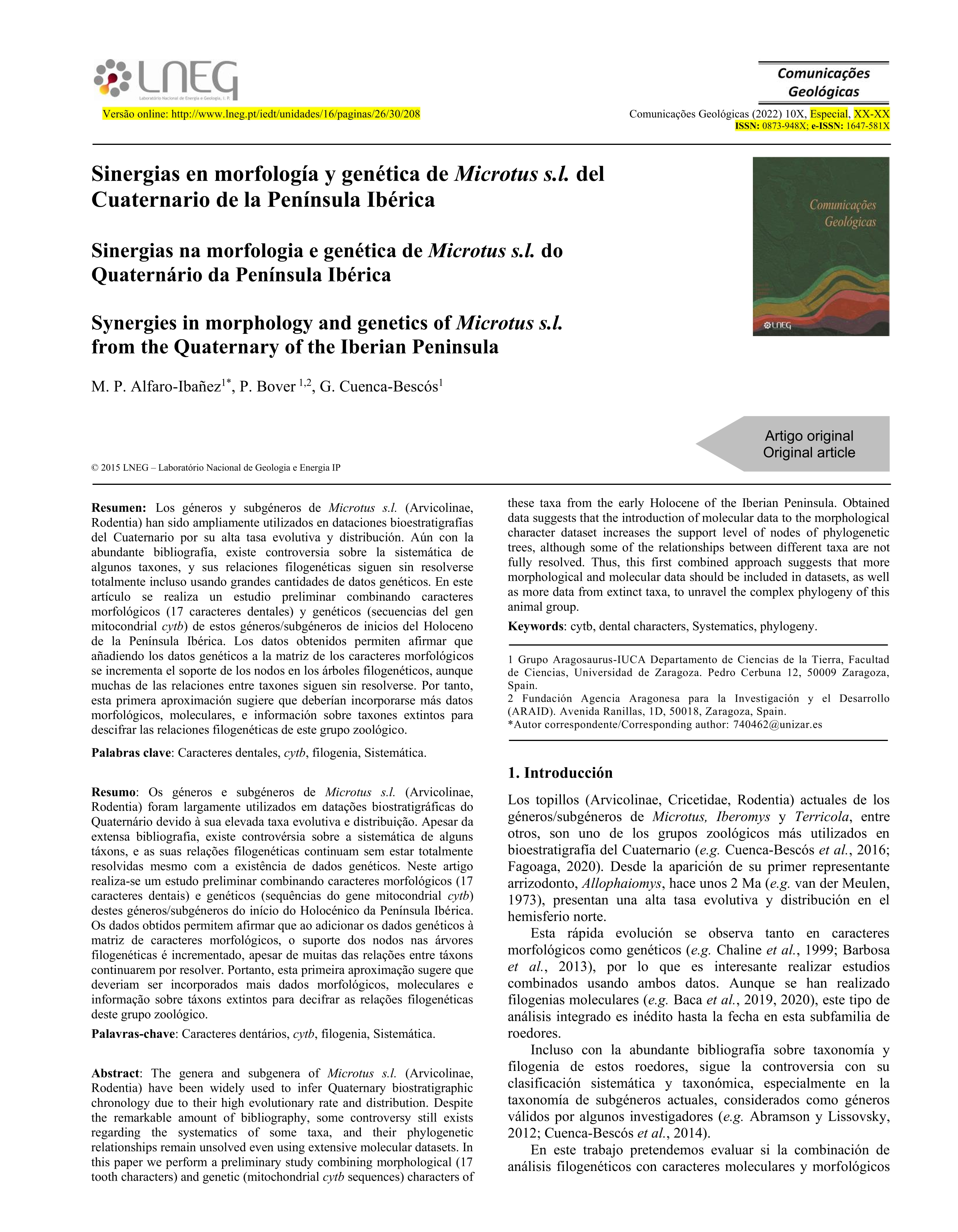 Sinergias en morfología y genética de Microtus s.l. del Cuaternario de la Península Ibérica