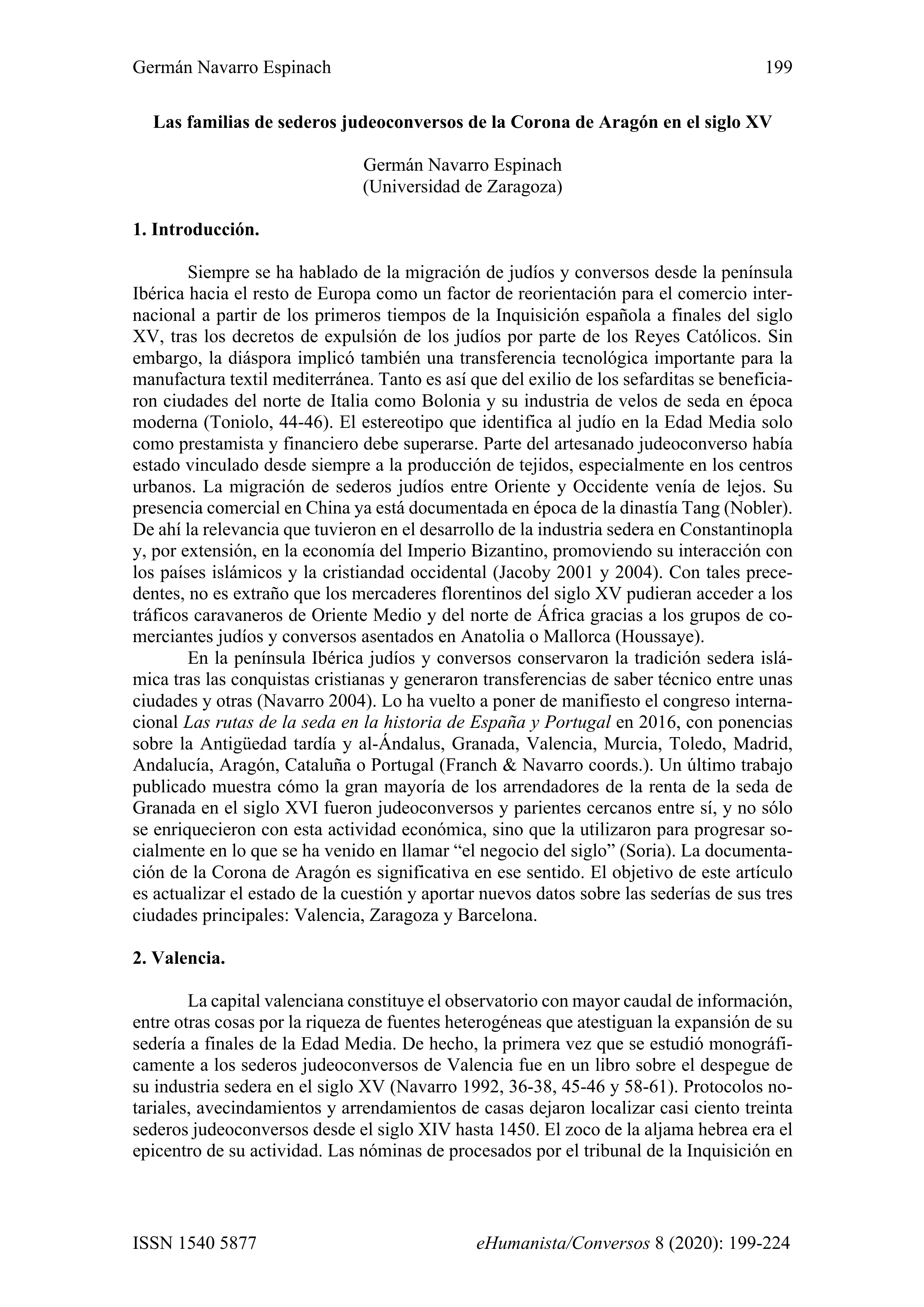 Las familias de sederos judeoconversos de la Corona de Aragón en el siglo XV