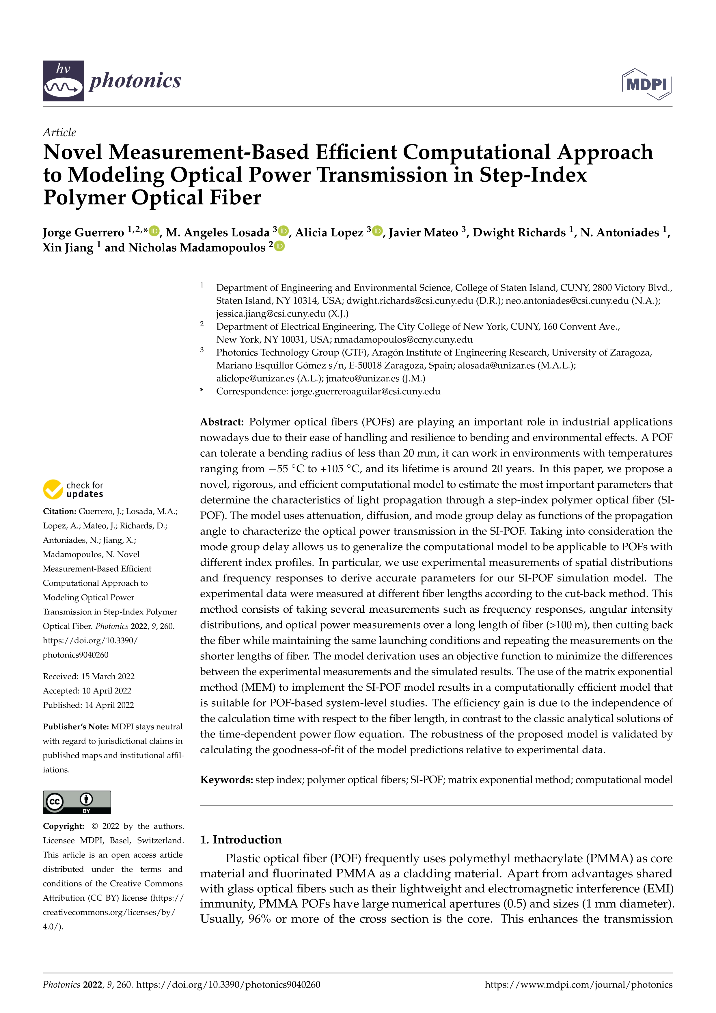 Novel measurement-based efficient computational approach to modeling optical power transmission in step-index polymer optical fiber