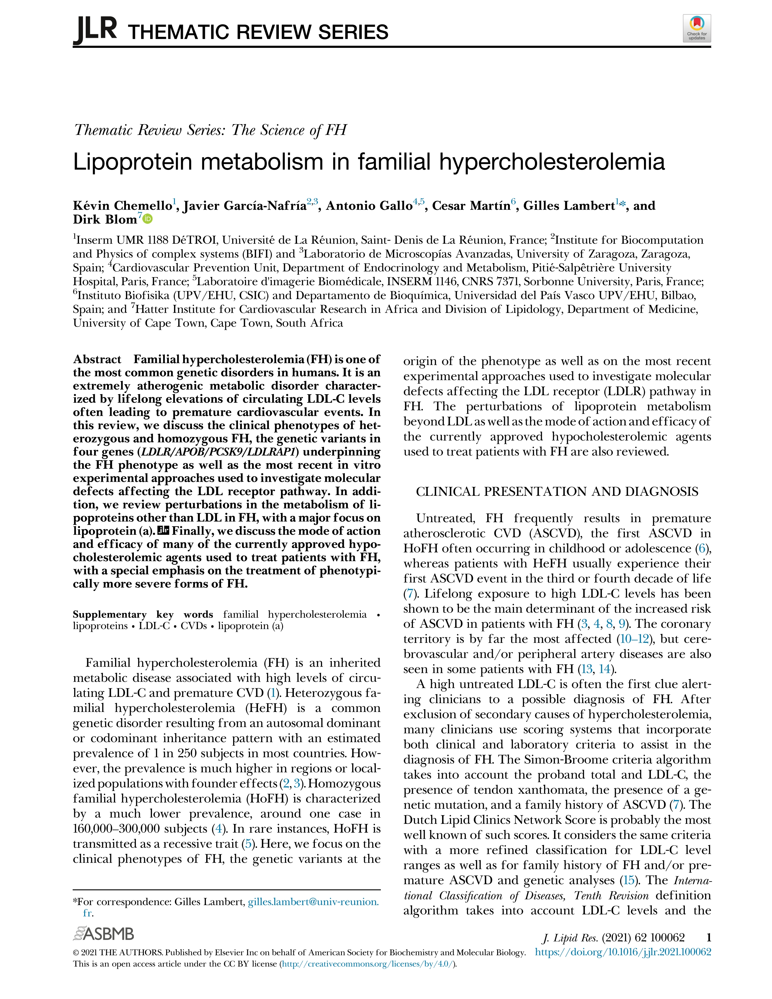 Lipoprotein metabolism in familial hypercholesterolemia