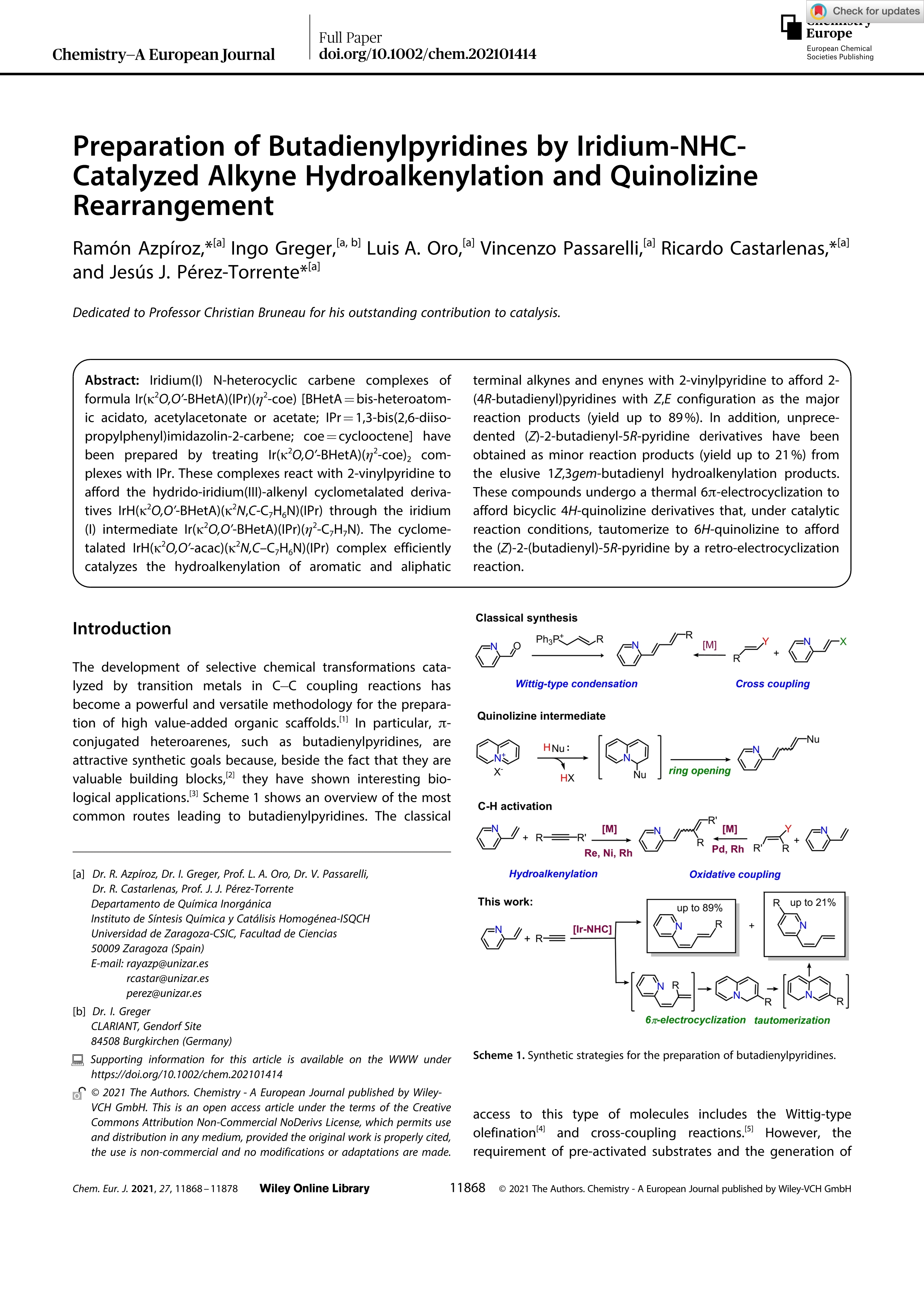 Preparation of Butadienylpyridines by Iridium-NHC-Catalyzed Alkyne Hydroalkenylation and Quinolizine Rearrangement