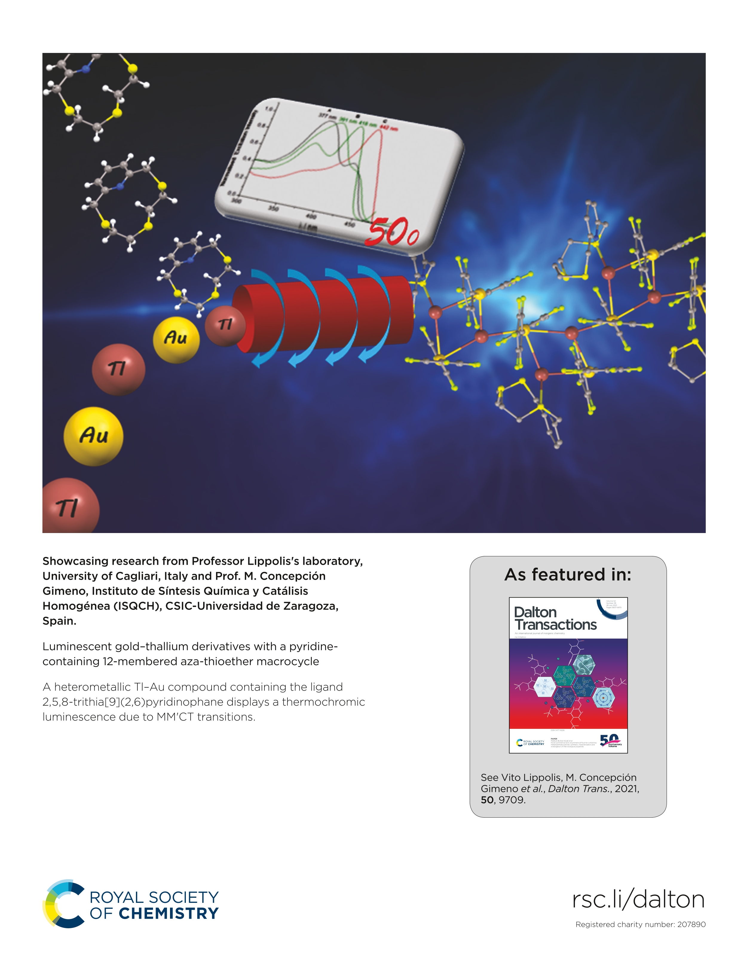 Luminescent gold-thallium derivatives with a pyridine-containing 12-membered aza-thioether macrocycle