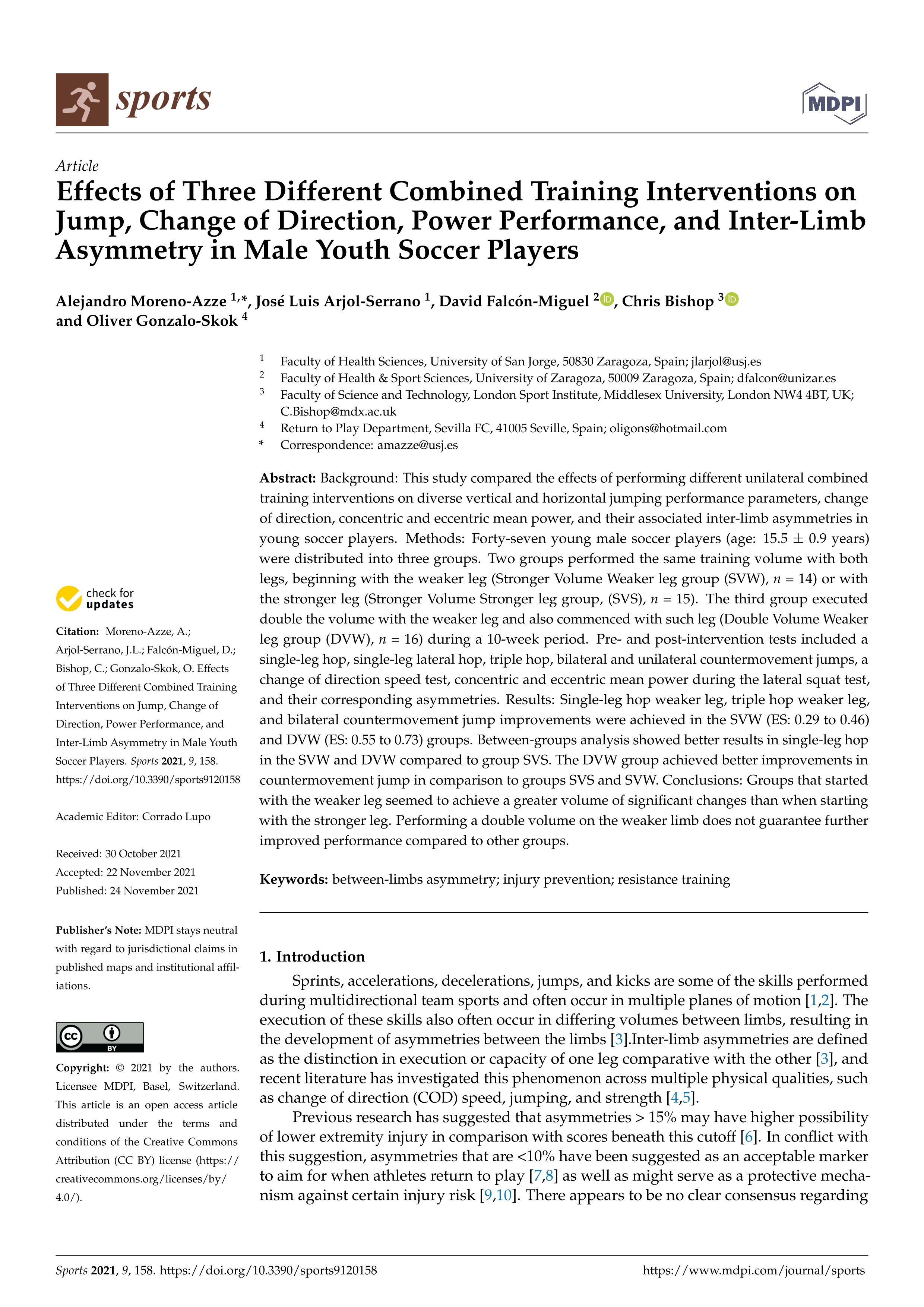 Effects of three different combined training interventions on jump, change of direction, power performance, and inter-limb asymmetry in male youth soccer players