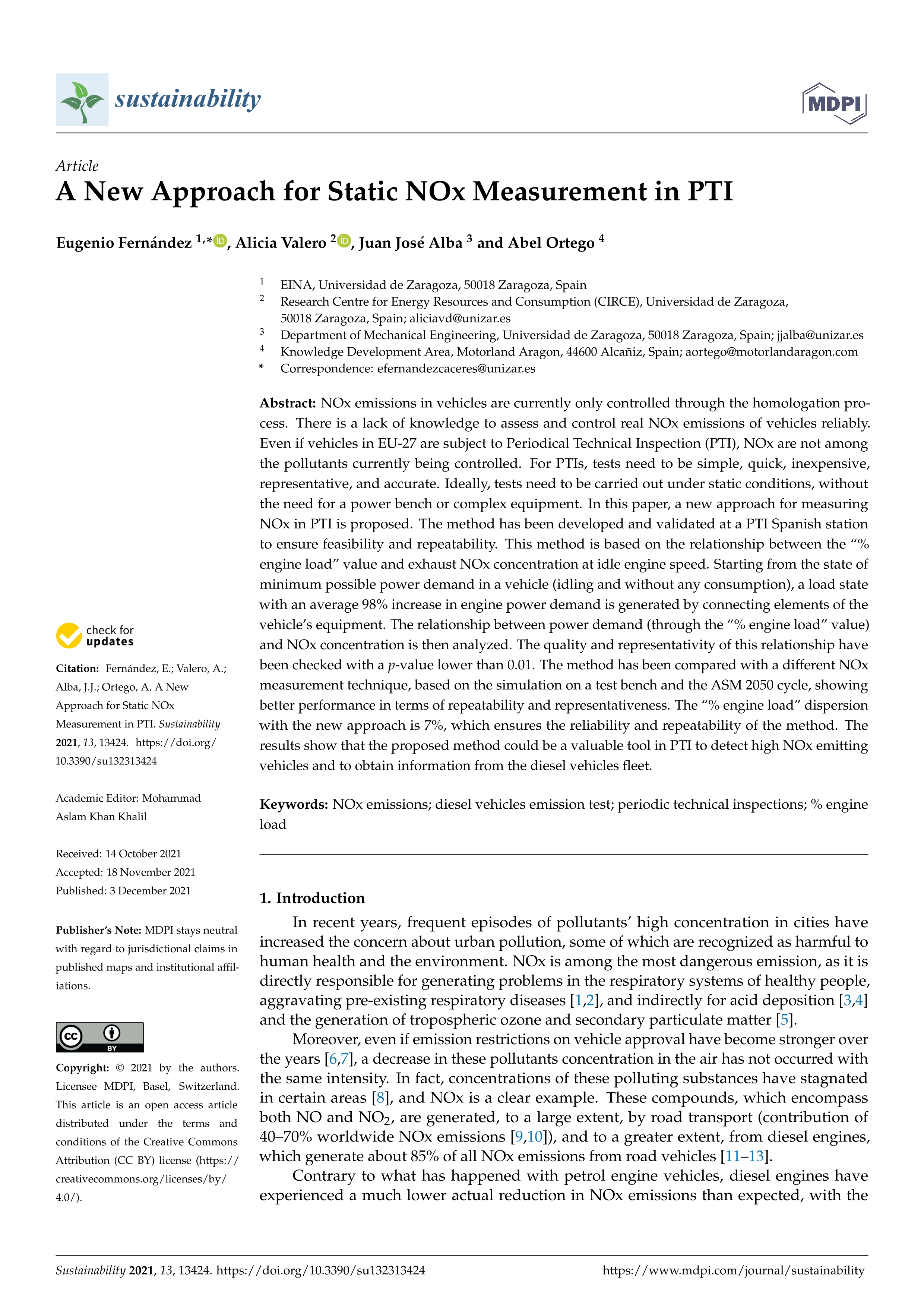 A new approach for static NOx measurement in PTI