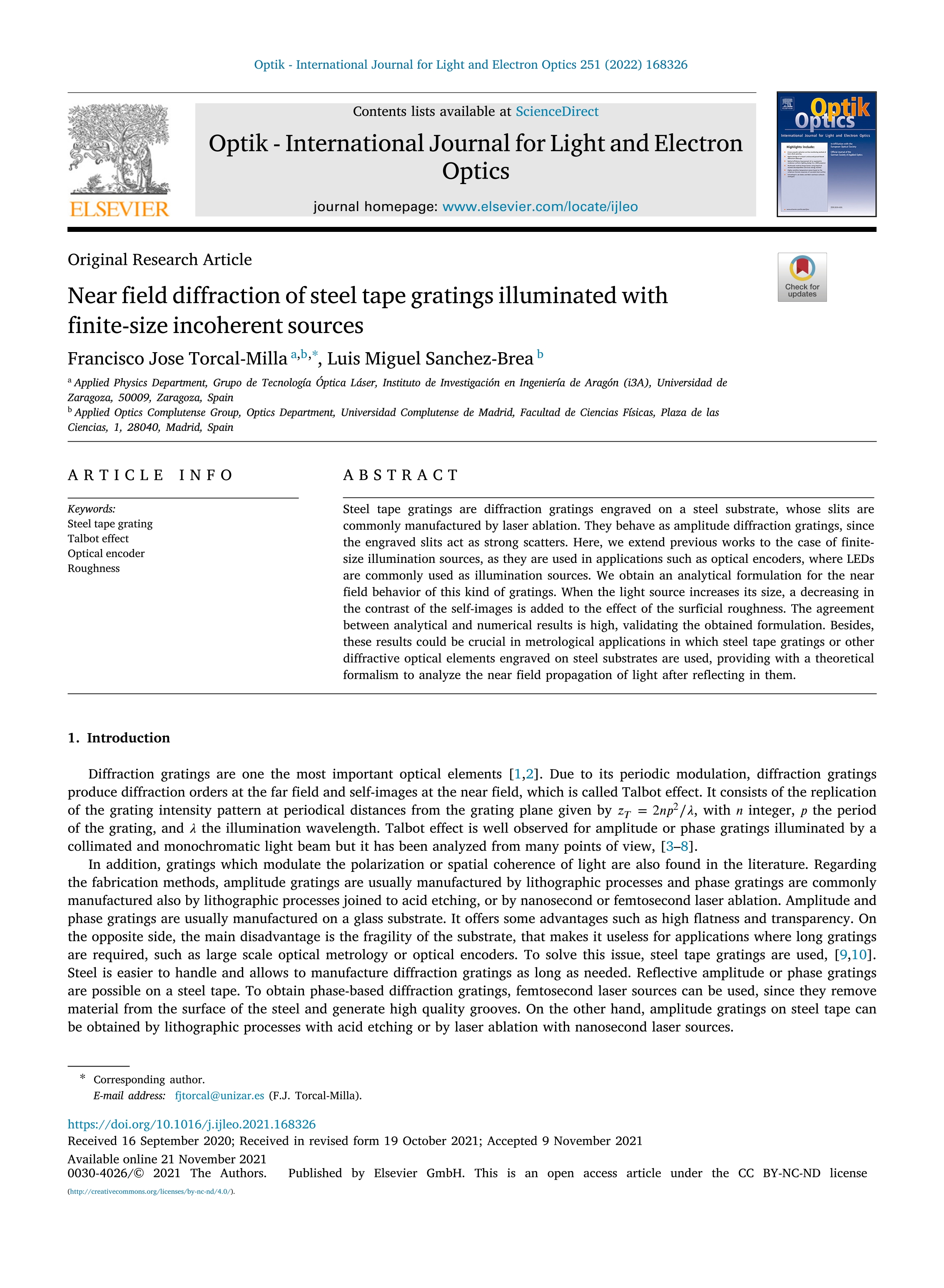 Near field diffraction of steel tape gratings illuminated with finite-size incoherent sources