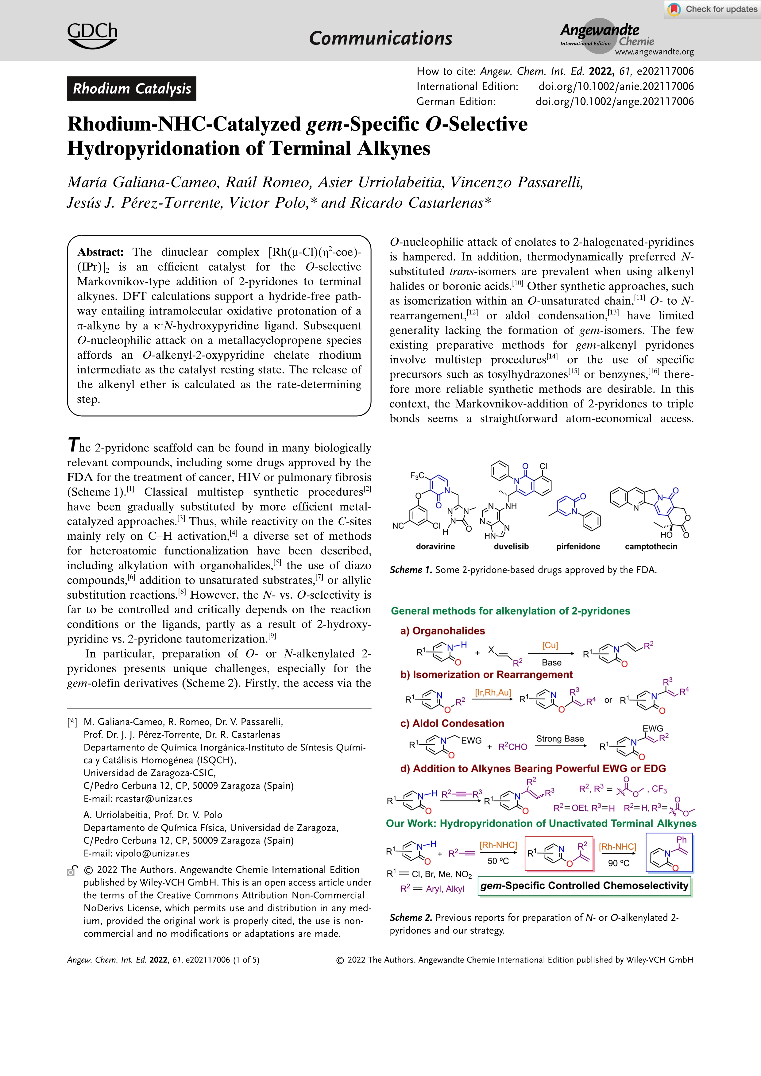 Rhodium-NHC-Catalyzed gem-Specific O-Selective Hydropyridonation of Terminal Alkynes