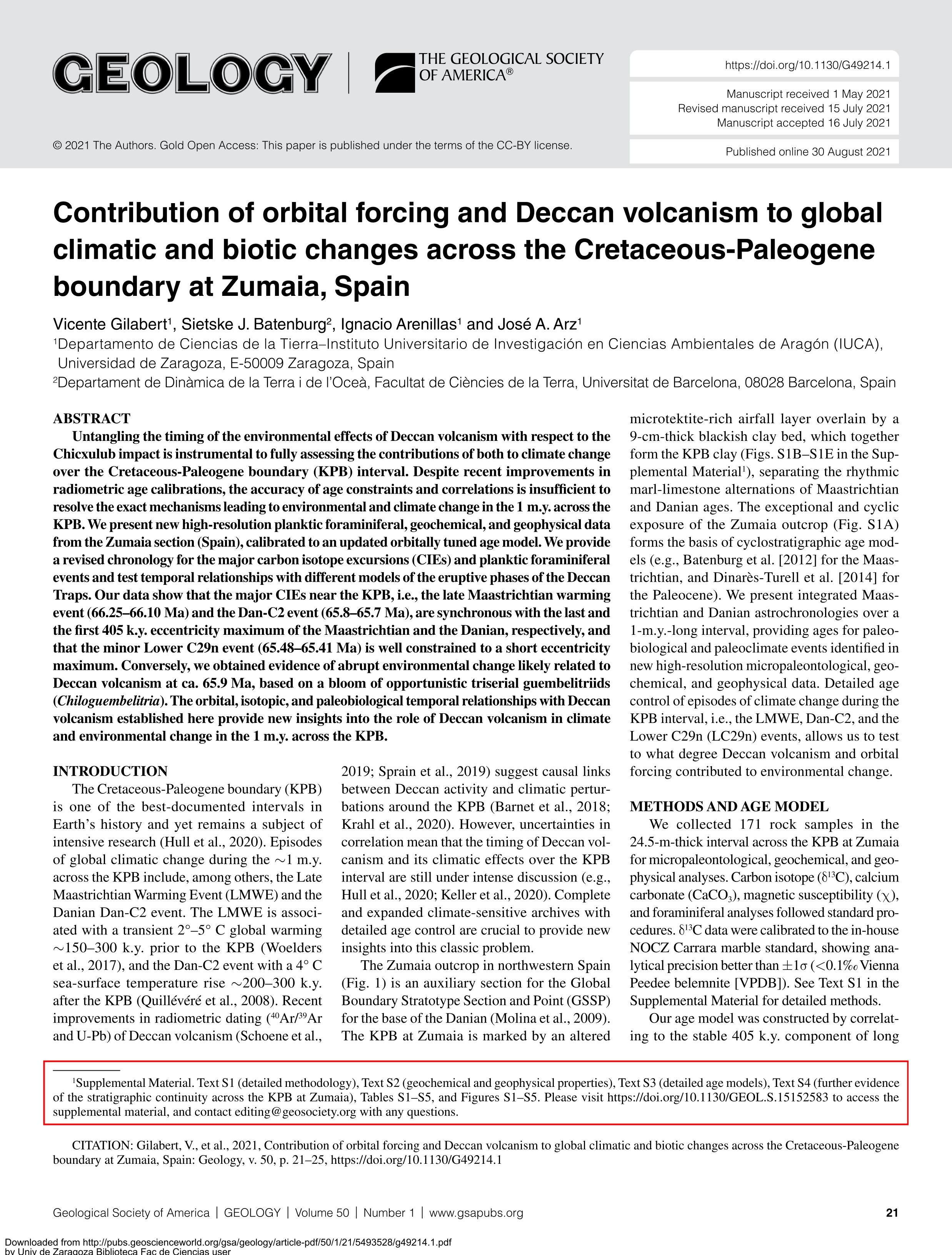 Contribution of orbital forcing and Deccan volcanism to global climatic and biotic changes across the Cretaceous-Paleogene boundary at Zumaia, Spain