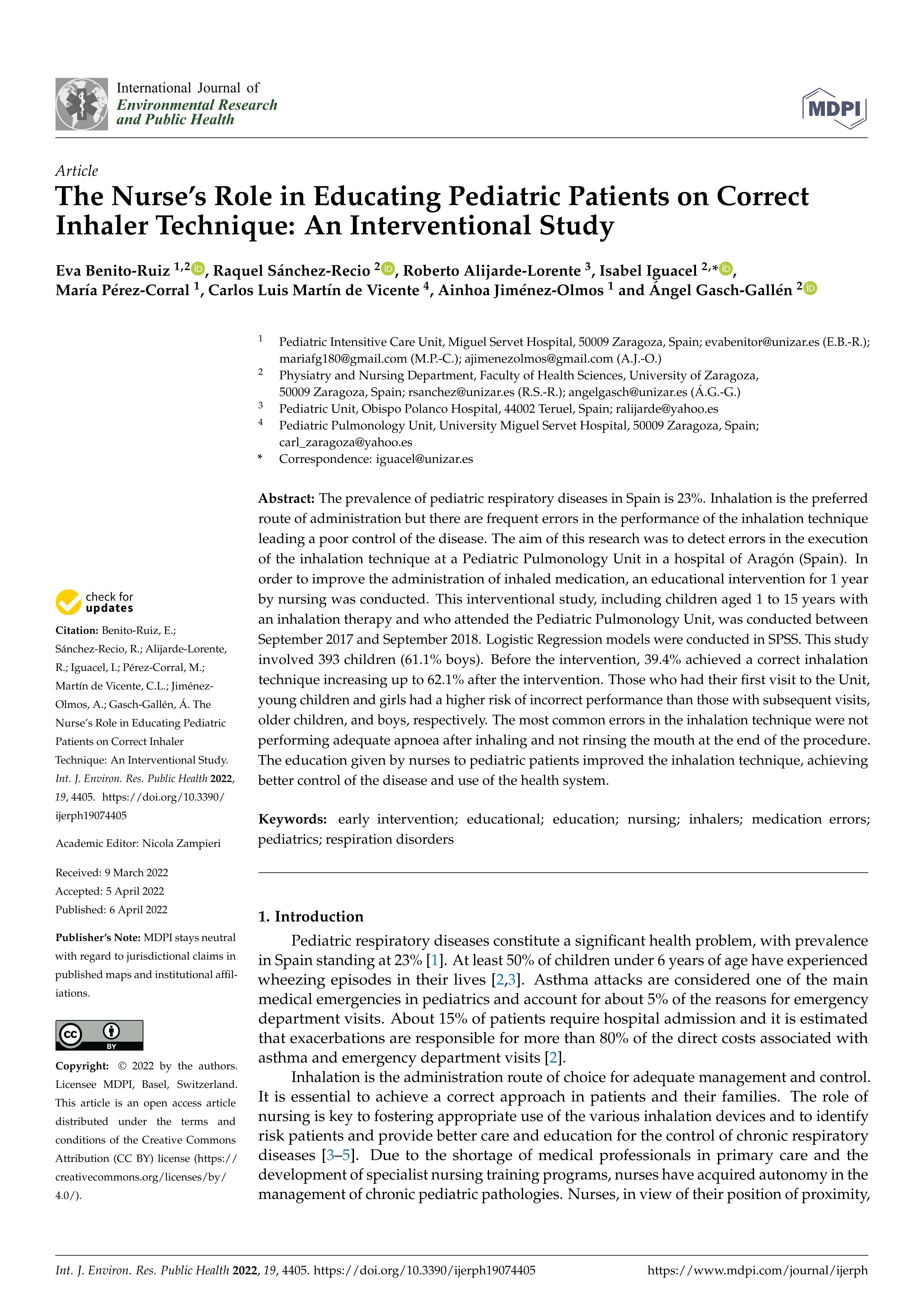 The nurse’s role in educating pediatric patients on correct inhaler technique: an interventional study