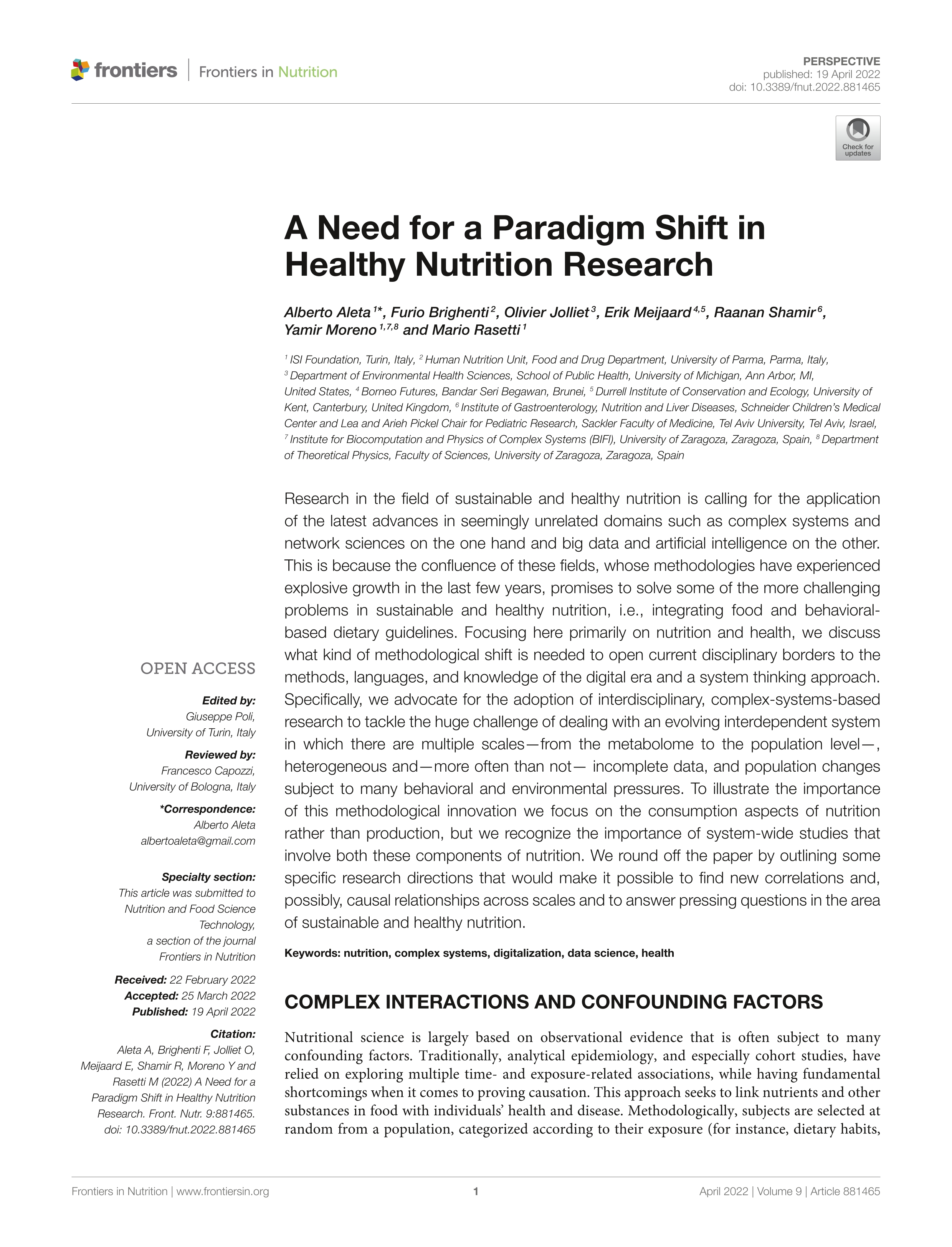 A Need for a Paradigm Shift in Healthy Nutrition Research