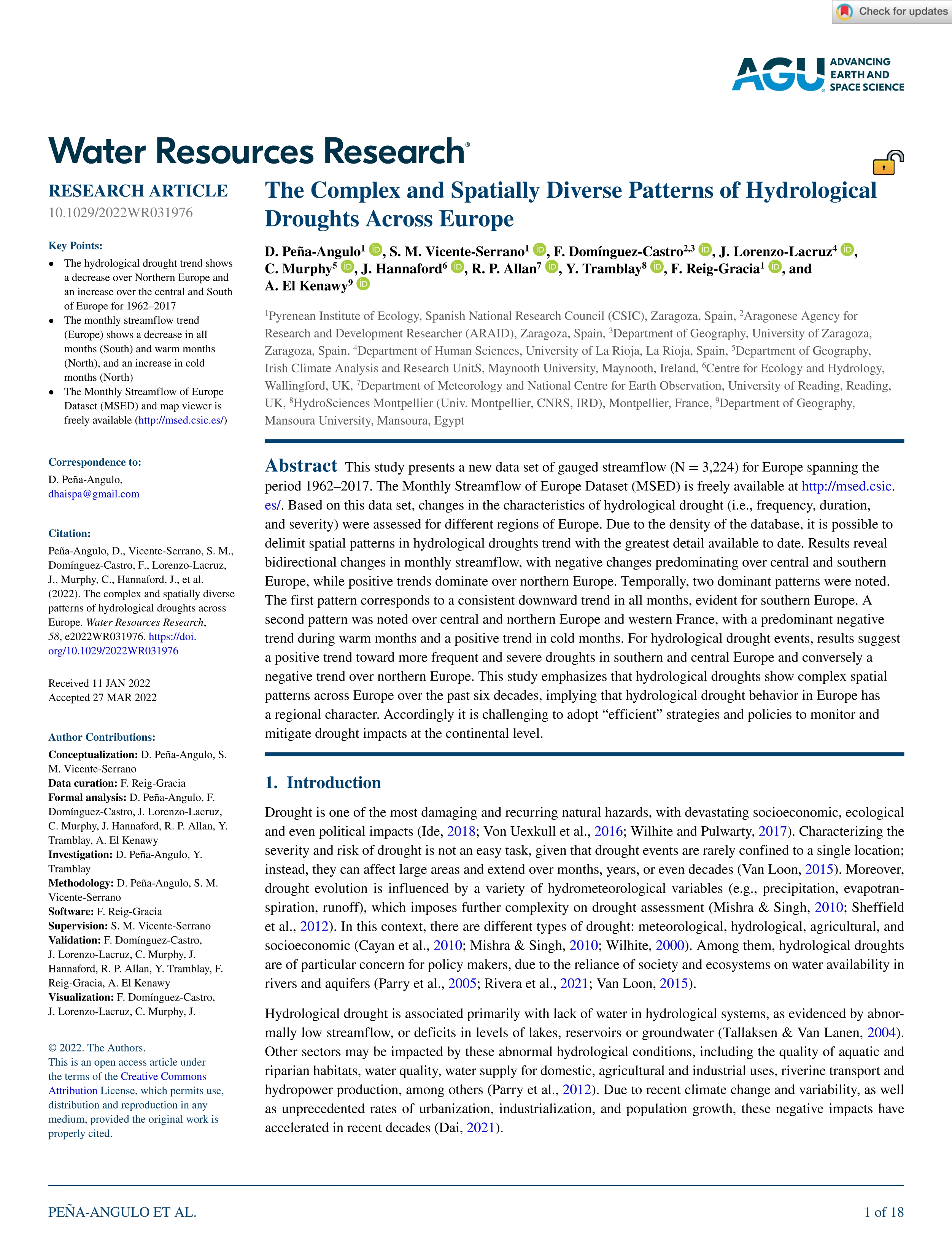 The Complex and Spatially Diverse Patterns of Hydrological Droughts Across Europe