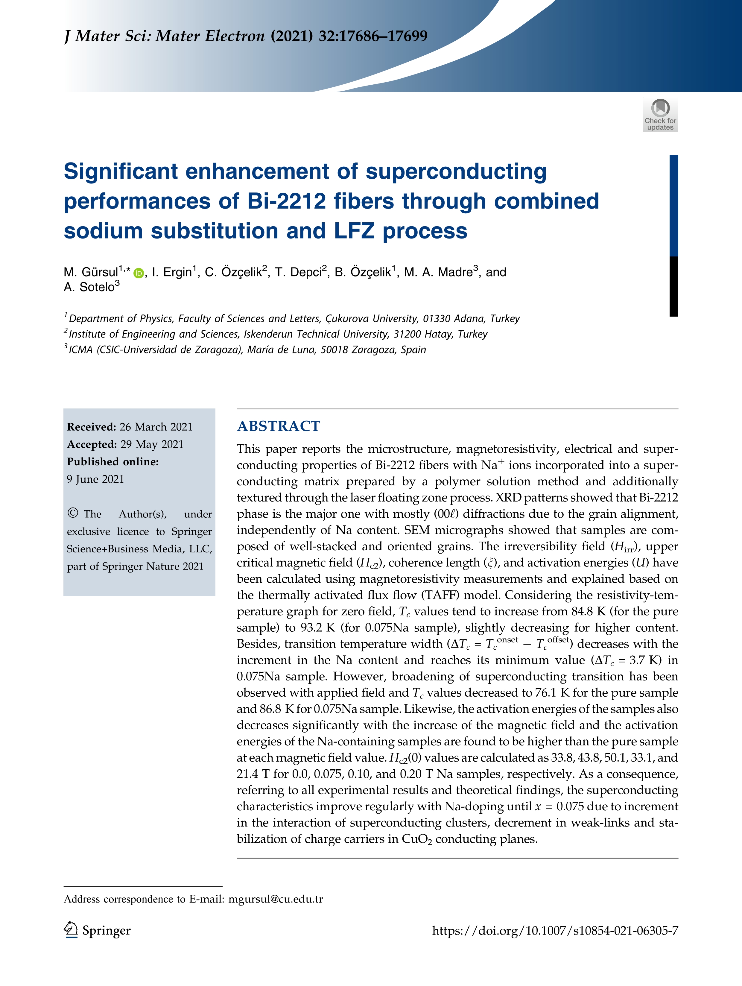 Significant enhancement of superconducting performances of Bi-2212 fibers through combined sodium substitution and LFZ process