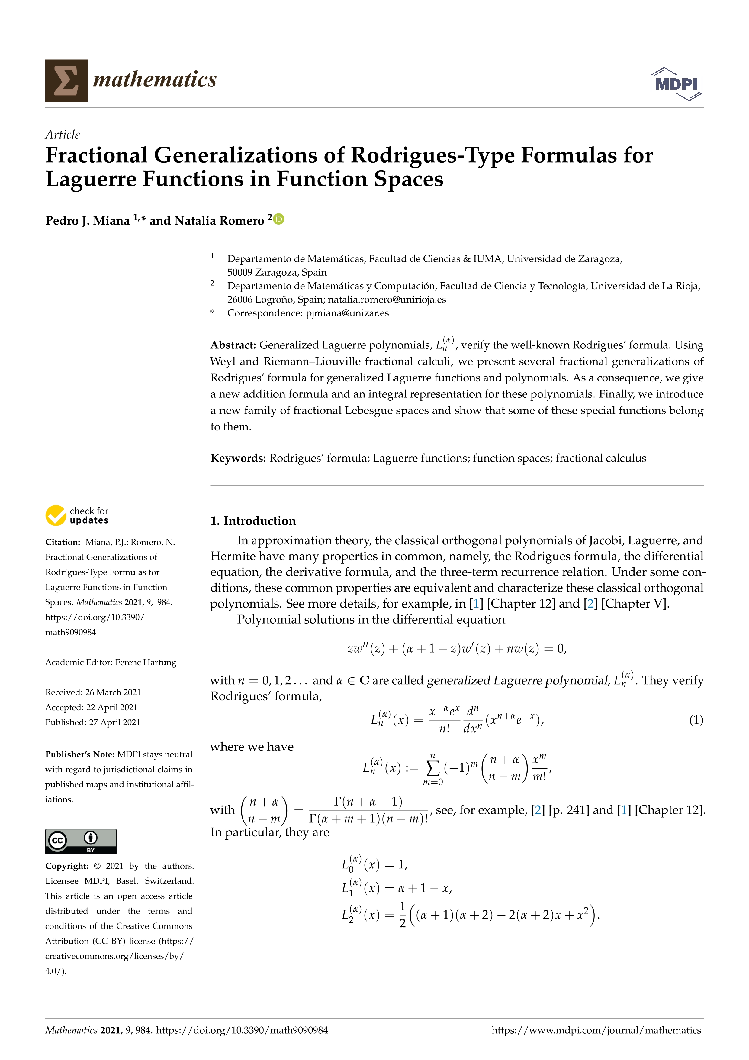 Fractional generalizations of Rodrigues-type formulas for Laguerre functions in function spaces