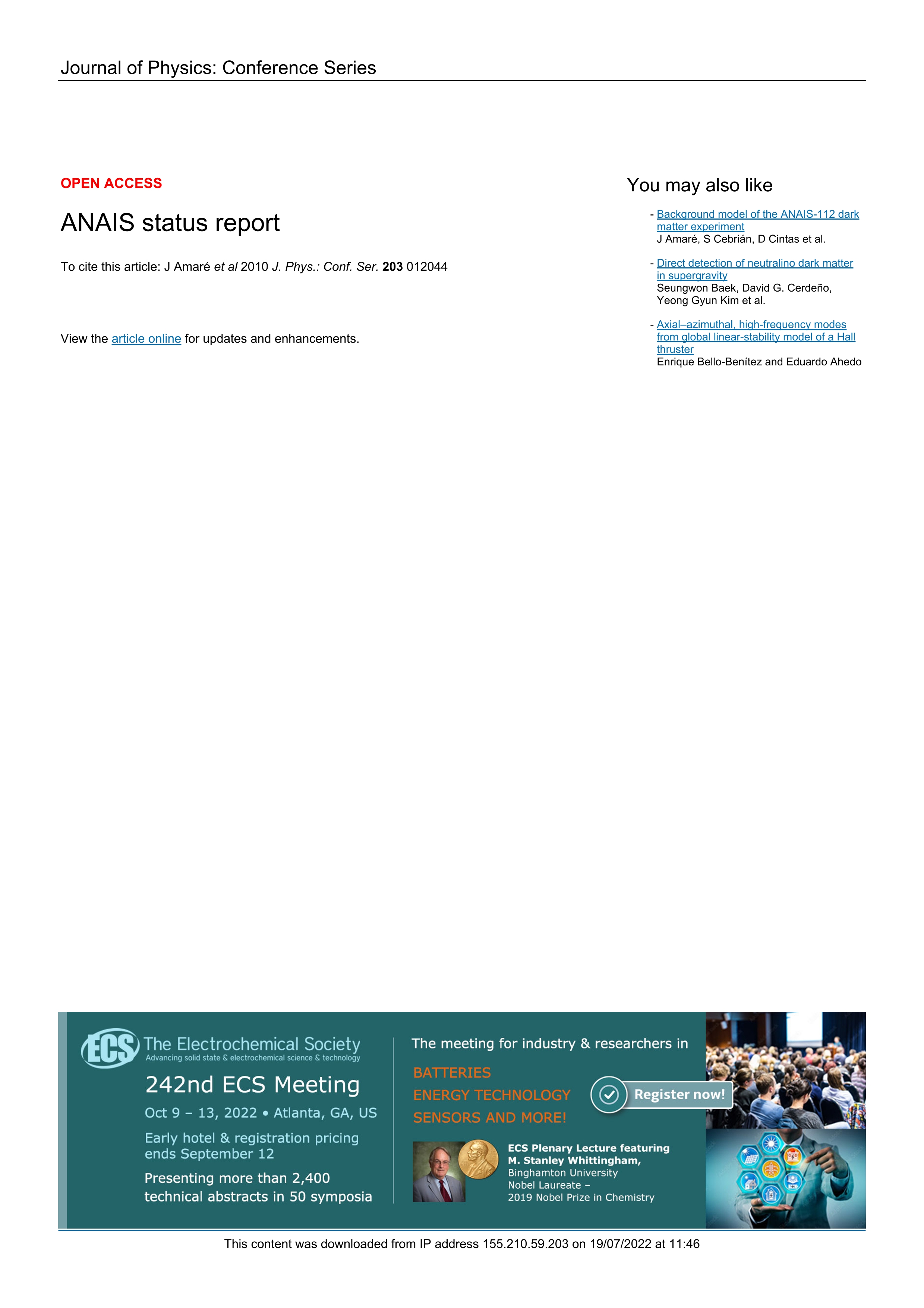 ANAIS status report