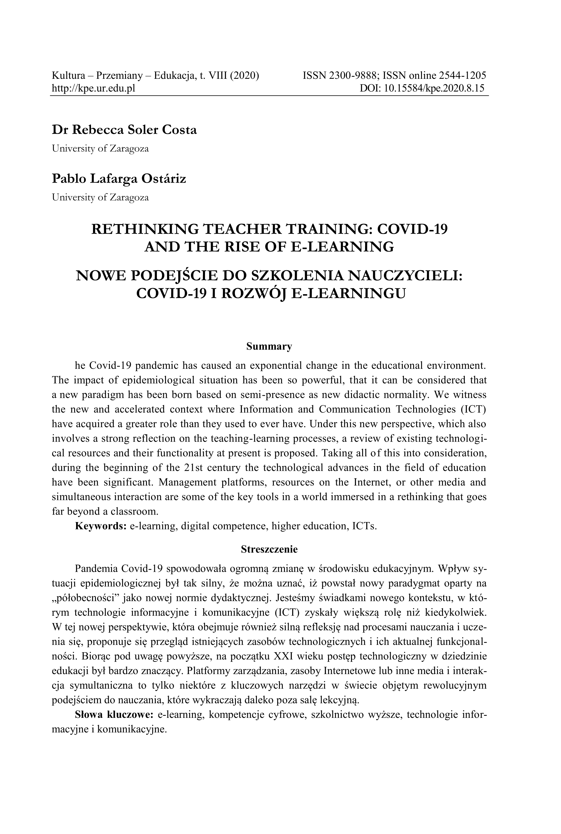 Rethinking teacher training: Covid-19 and the rise of e-learning