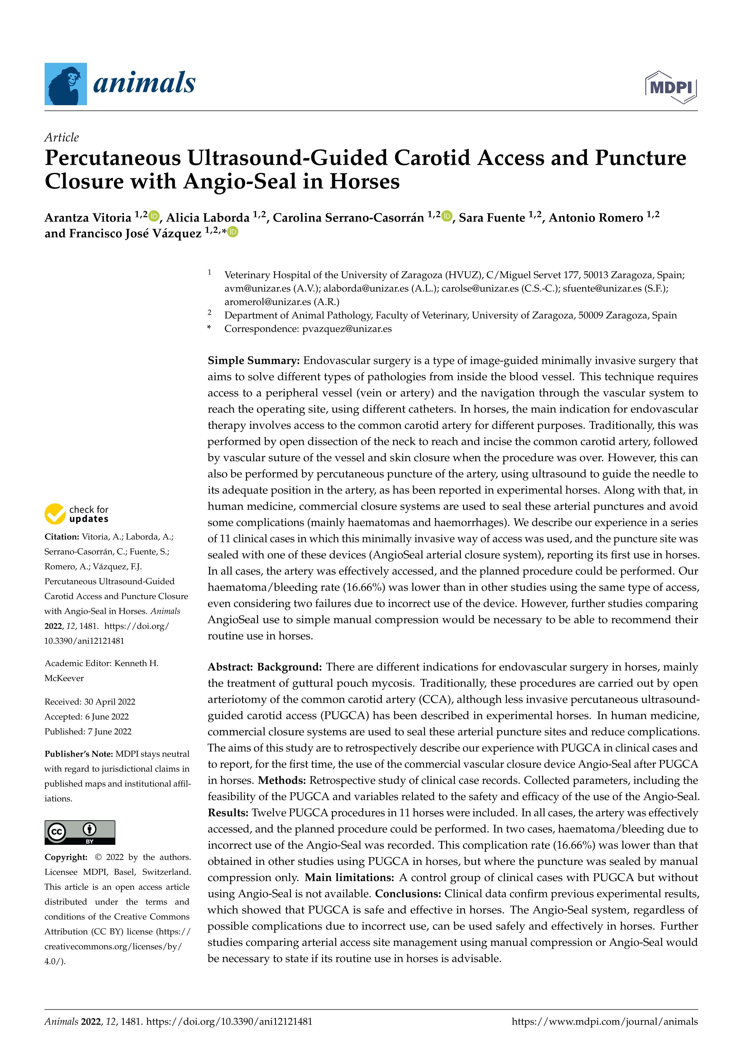 Percutaneous ultrasound-guided carotid access and puncture closure with angio-seal in horses