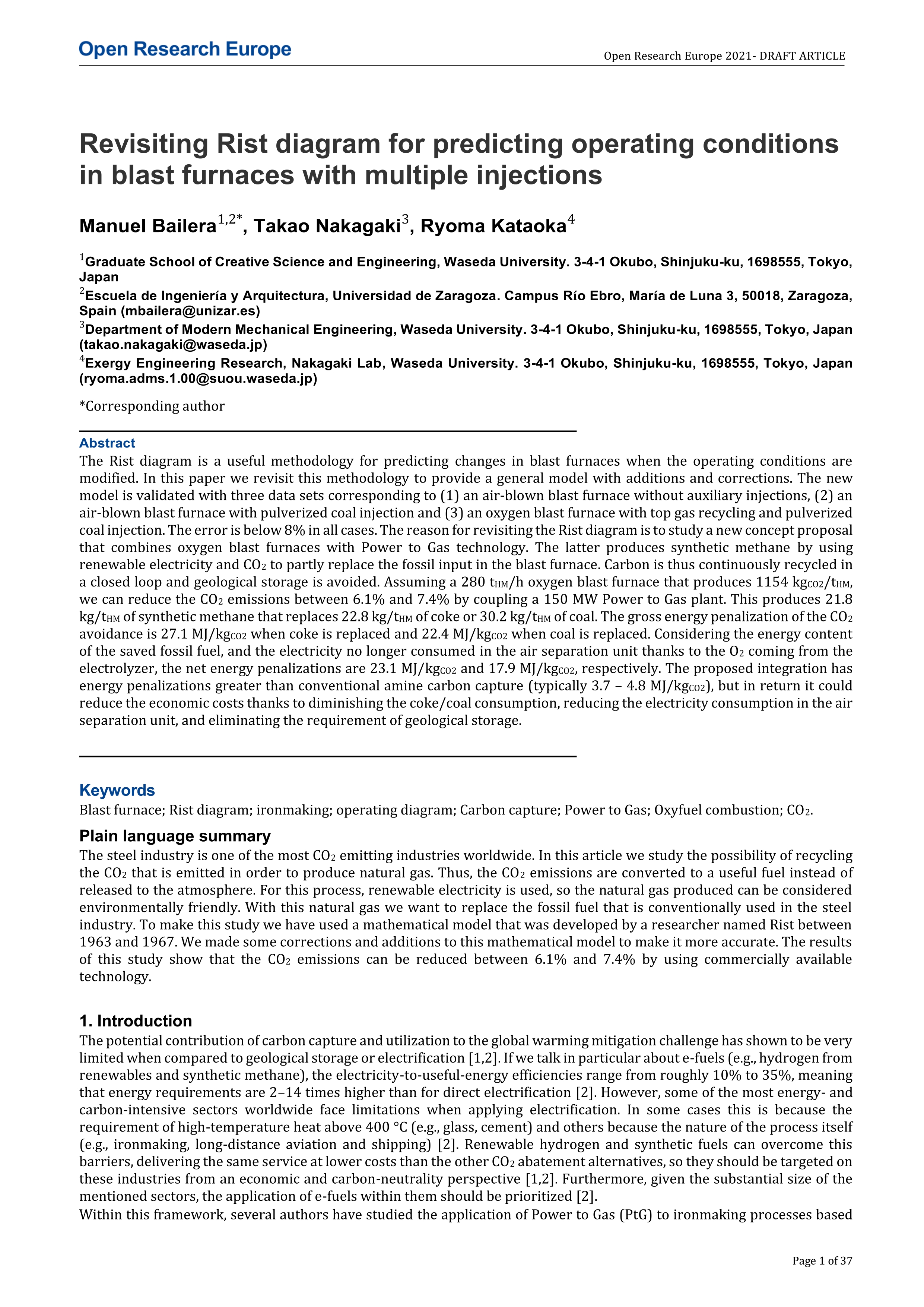 Revisiting the Rist diagram for predicting operating conditions in blast furnaces with multiple injections
