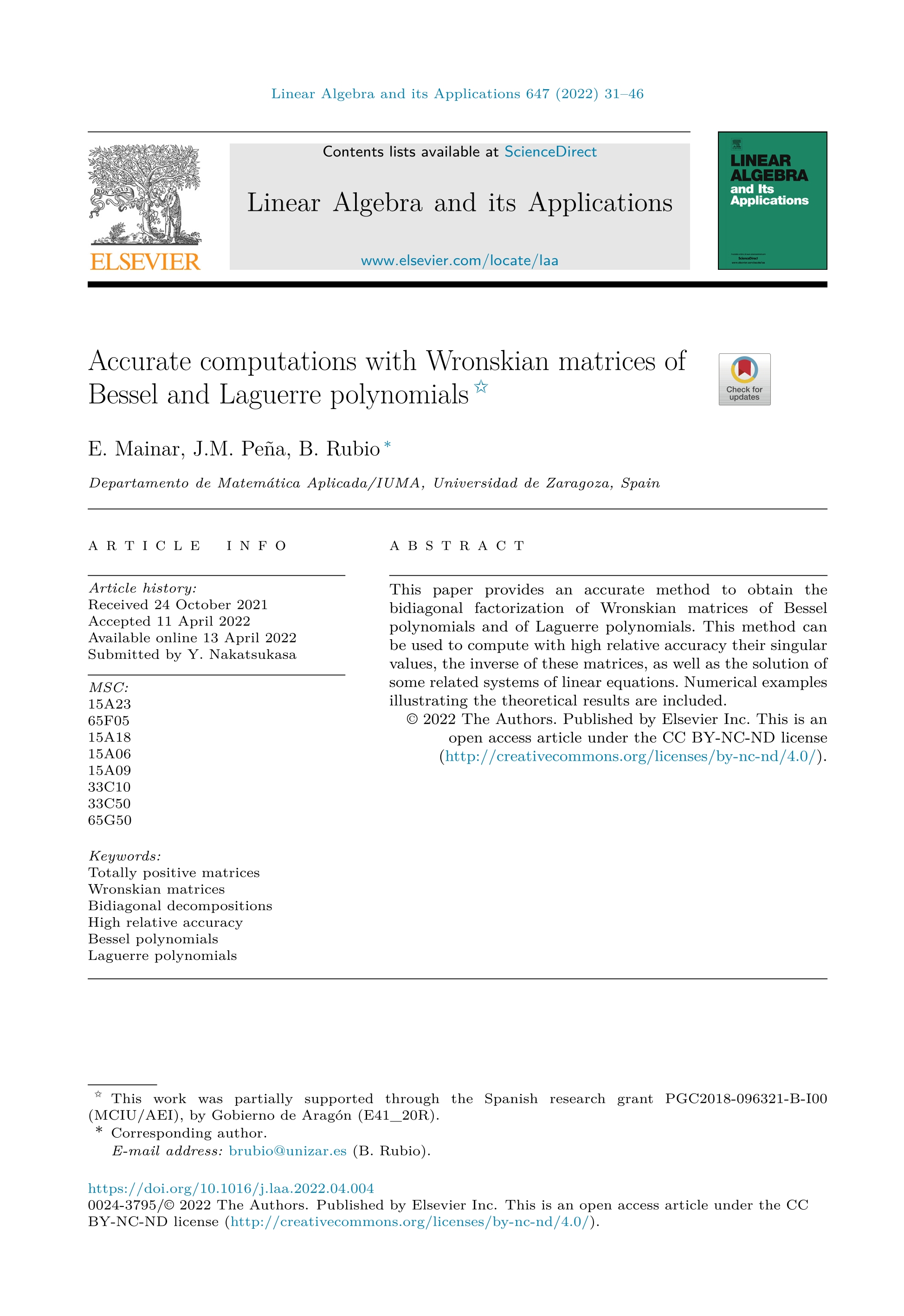 Accurate computations with Wronskian matrices of Bessel and Laguerre polynomials