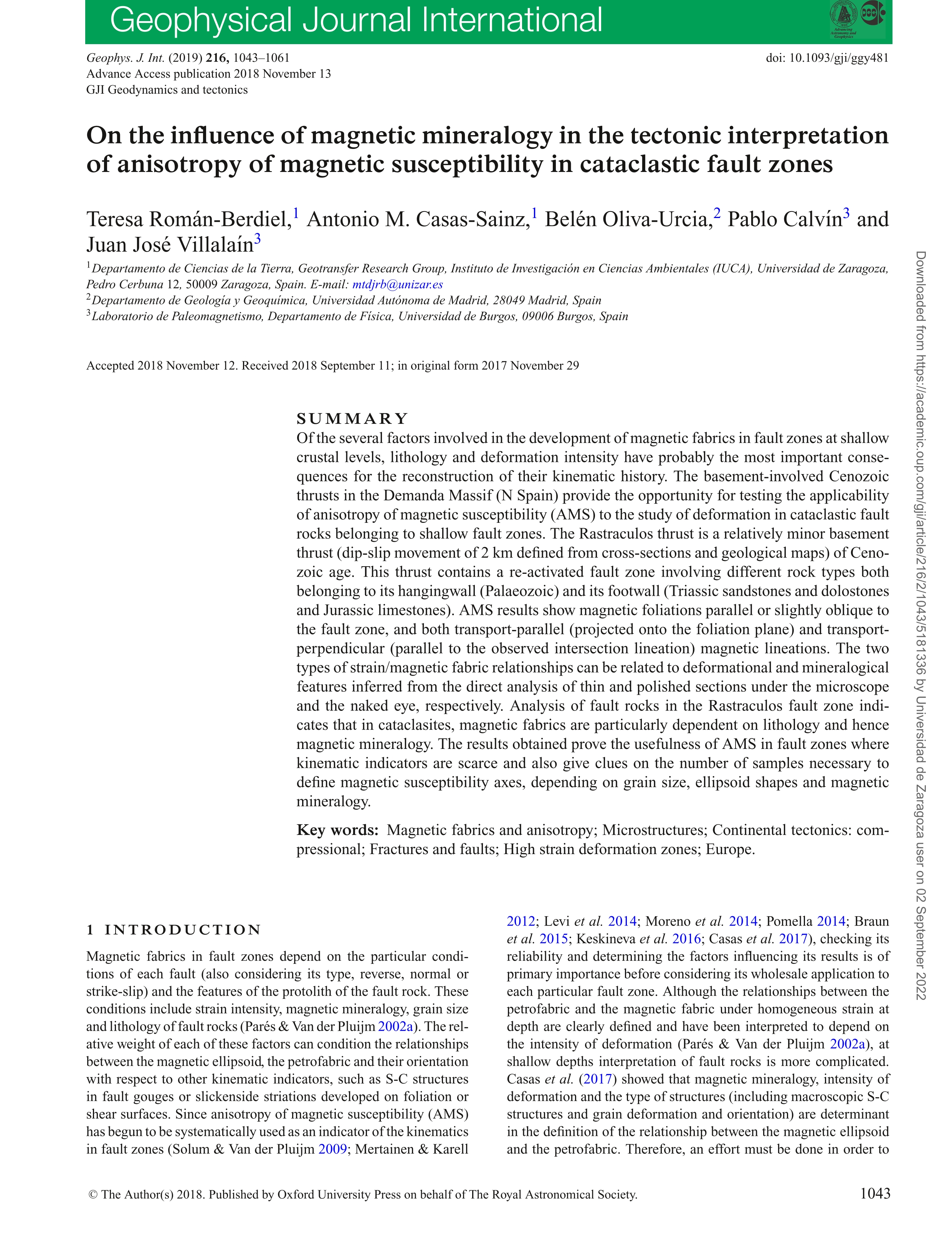 On the influence of magnetic mineralogy in the tectonic interpretation of anisotropy of magnetic susceptibility in cataclastic fault zones