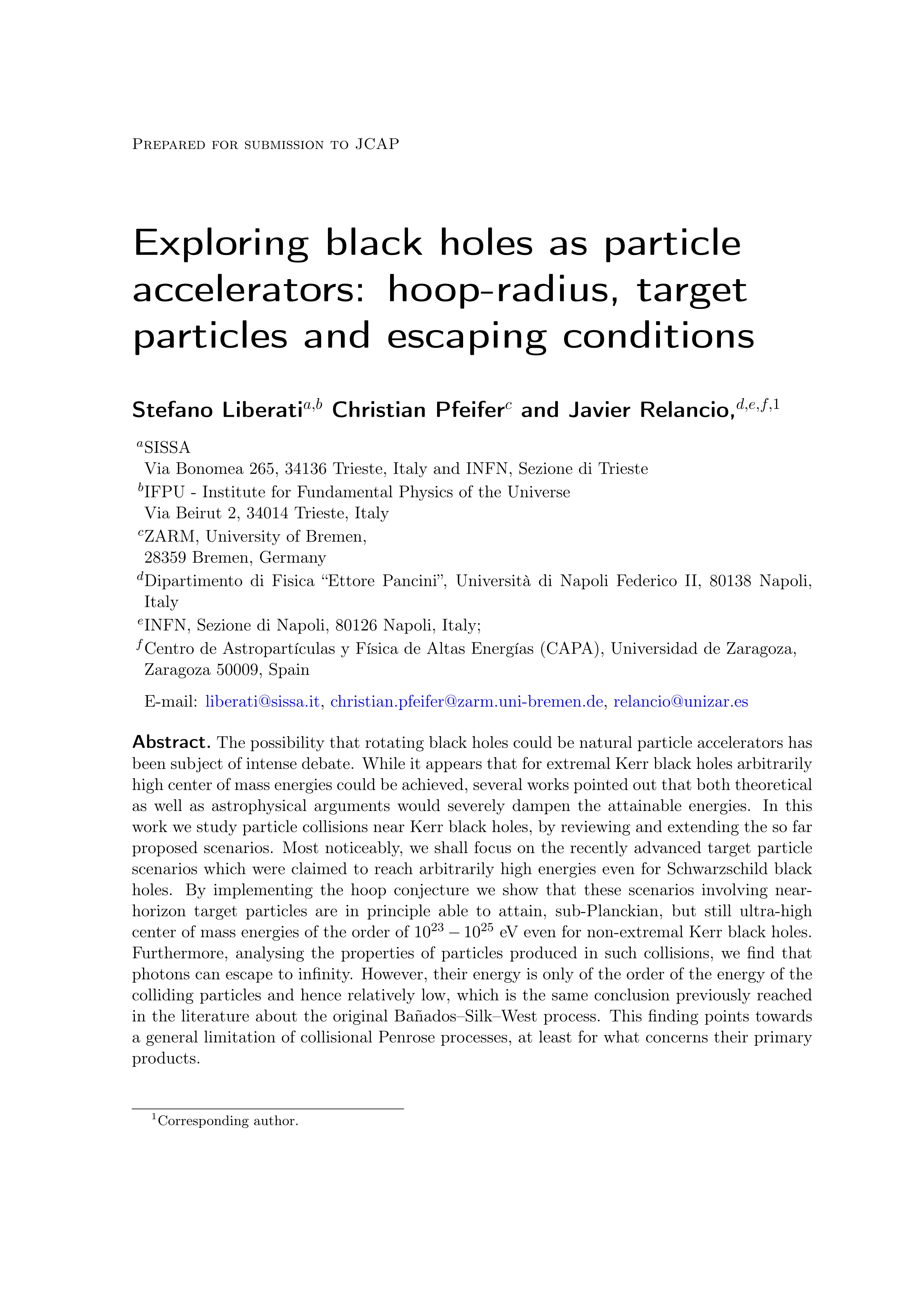 Exploring black holes as particle accelerators: Hoop-radius, target particles and escaping conditions