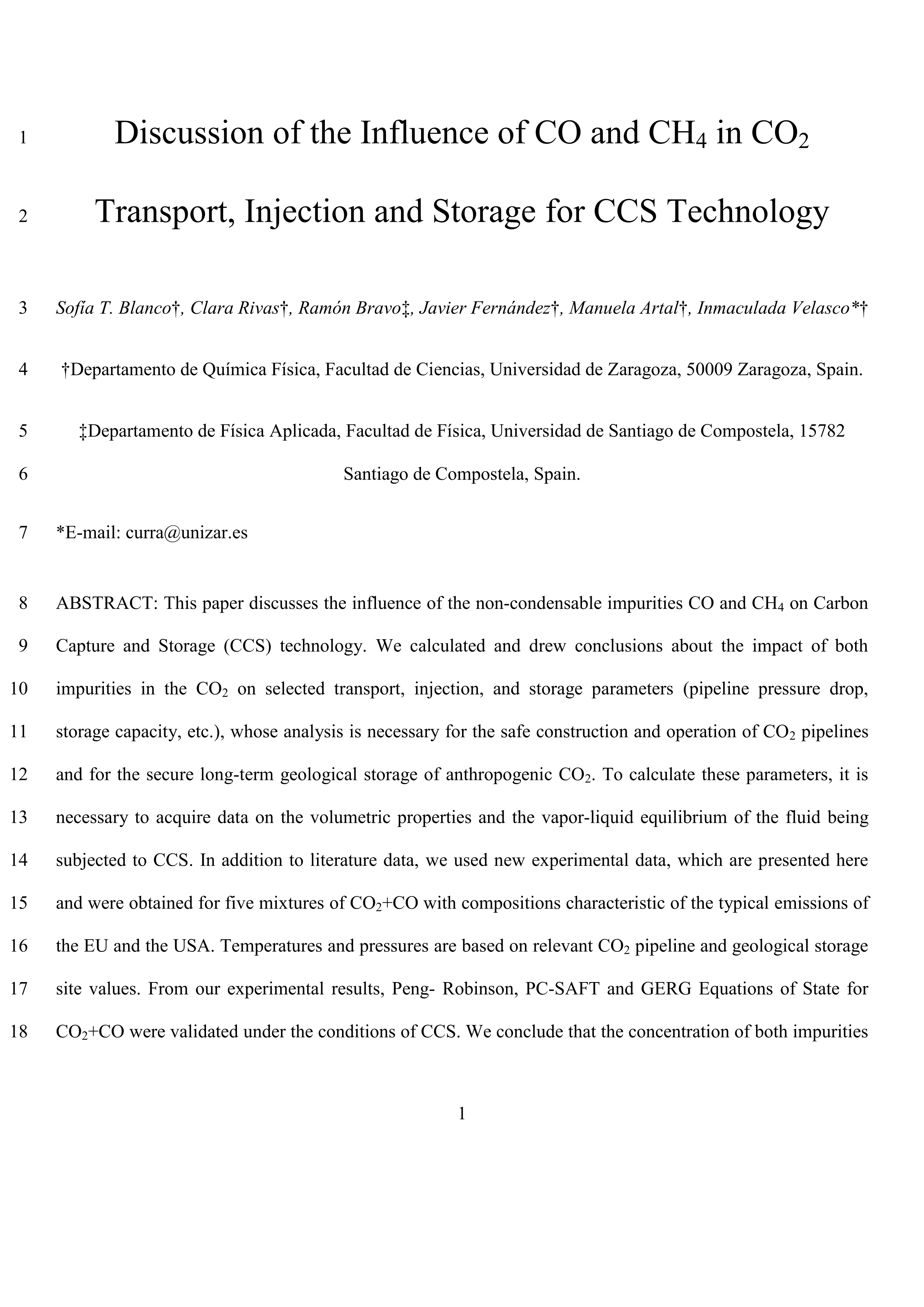 Discussion of the Influence of CO and CH4 in CO2 Transport, Injection, and Storage for CCS Technology