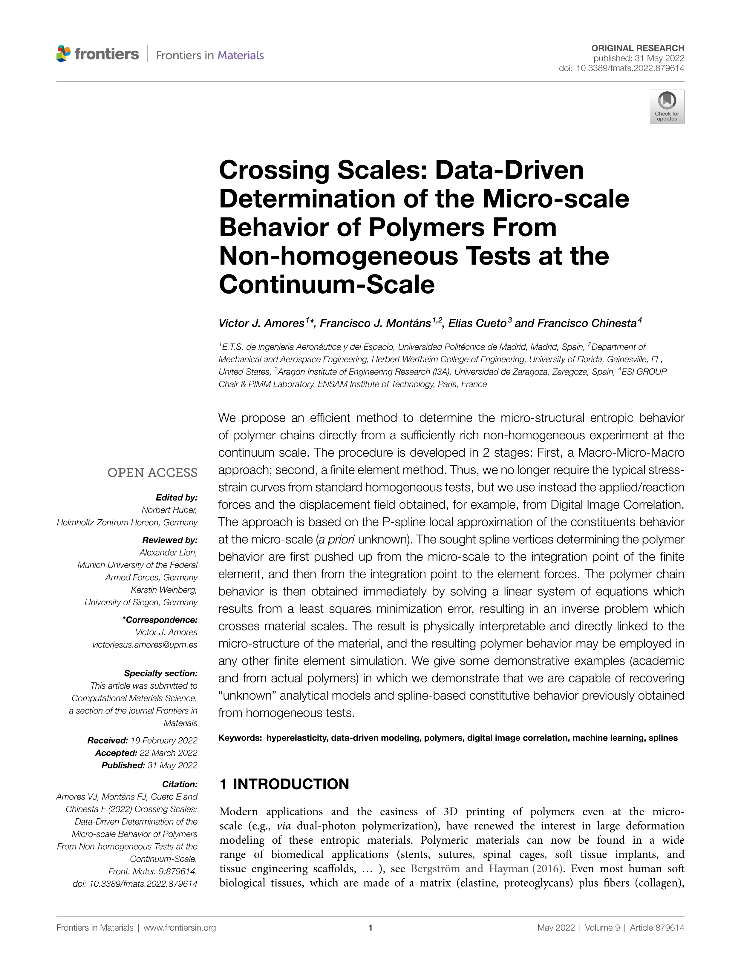 Crossing Scales: Data-Driven Determination of the Micro-scale Behavior of Polymers From Non-homogeneous Tests at the Continuum-Scale