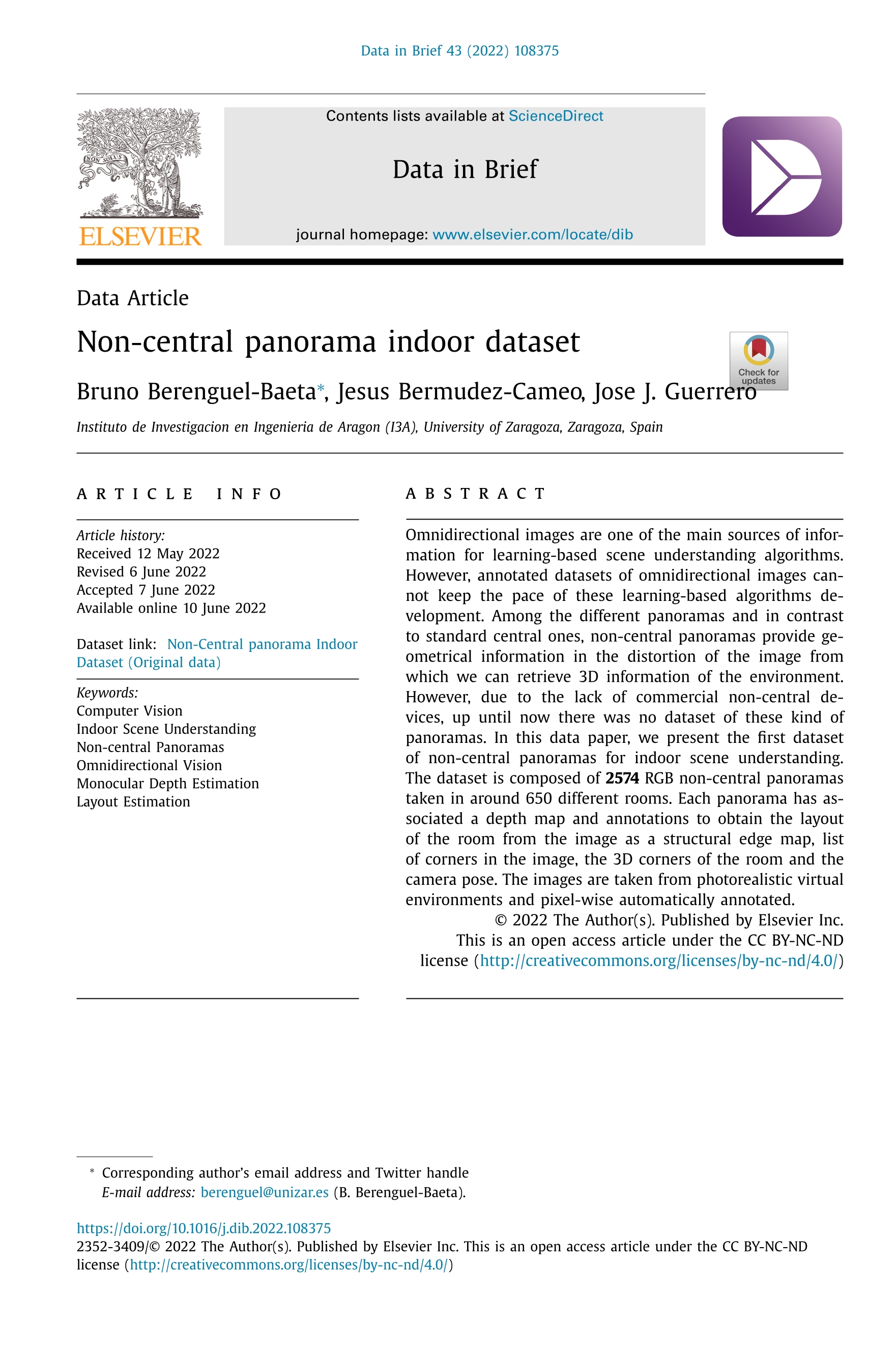 Non-central panorama indoor dataset