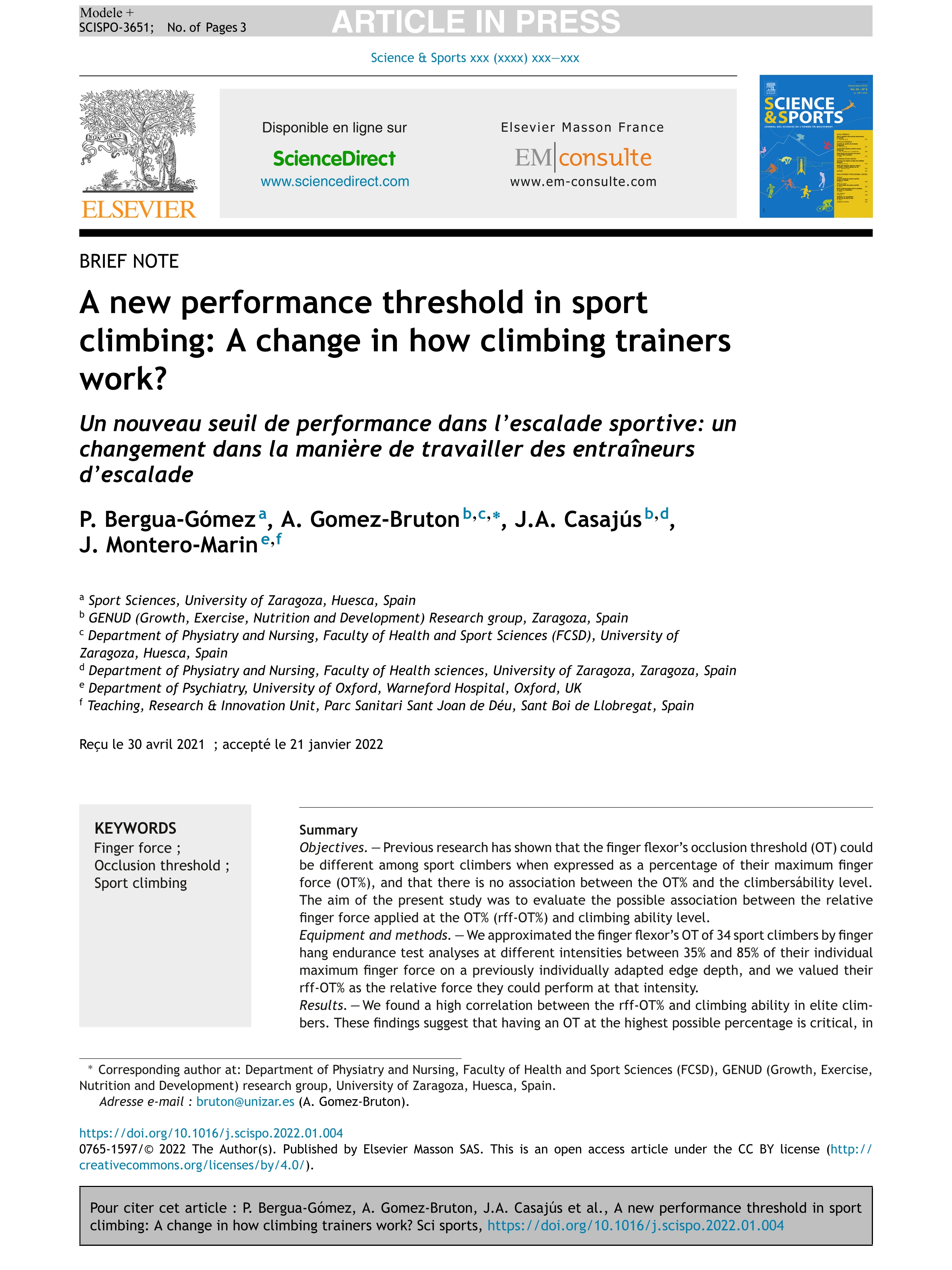 A new performance threshold in sport climbing: A change in how climbing trainers work?