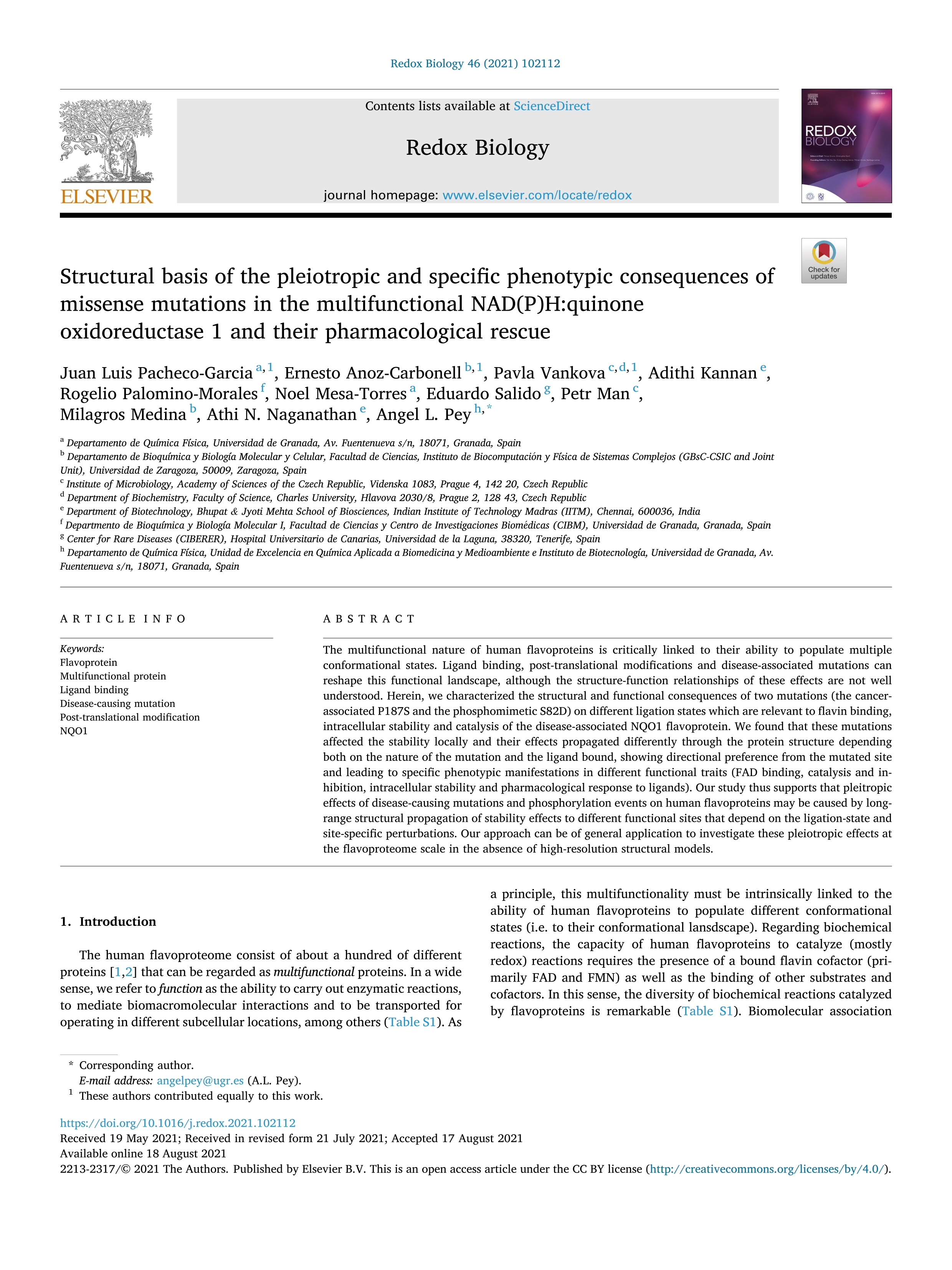 Structural basis of the pleiotropic and specific phenotypic consequences of missense mutations in the multifunctional NAD(P)H:quinone oxidoreductase 1 and their pharmacological rescue